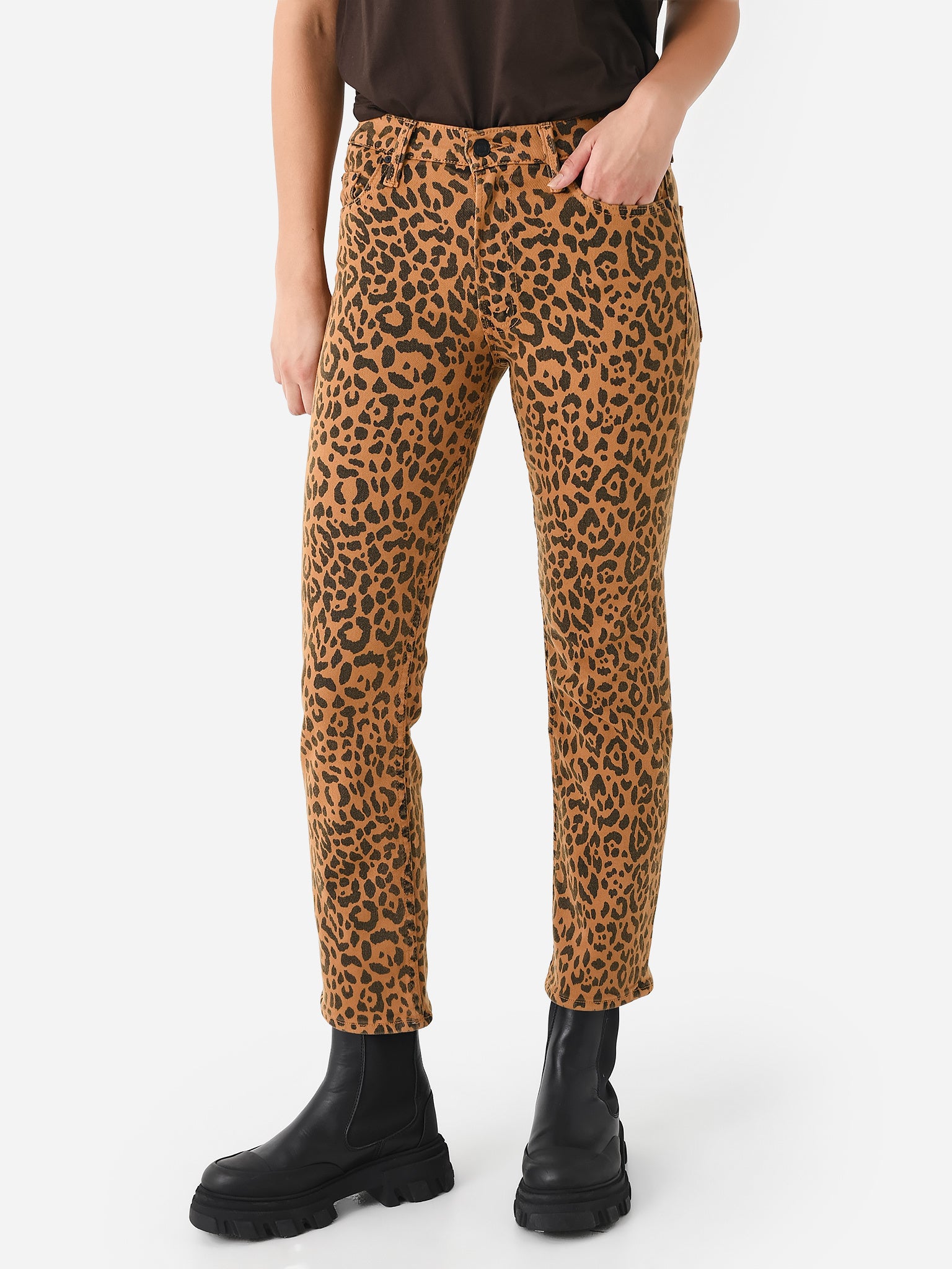 ZARA Leopard Straight Leg Jeans
