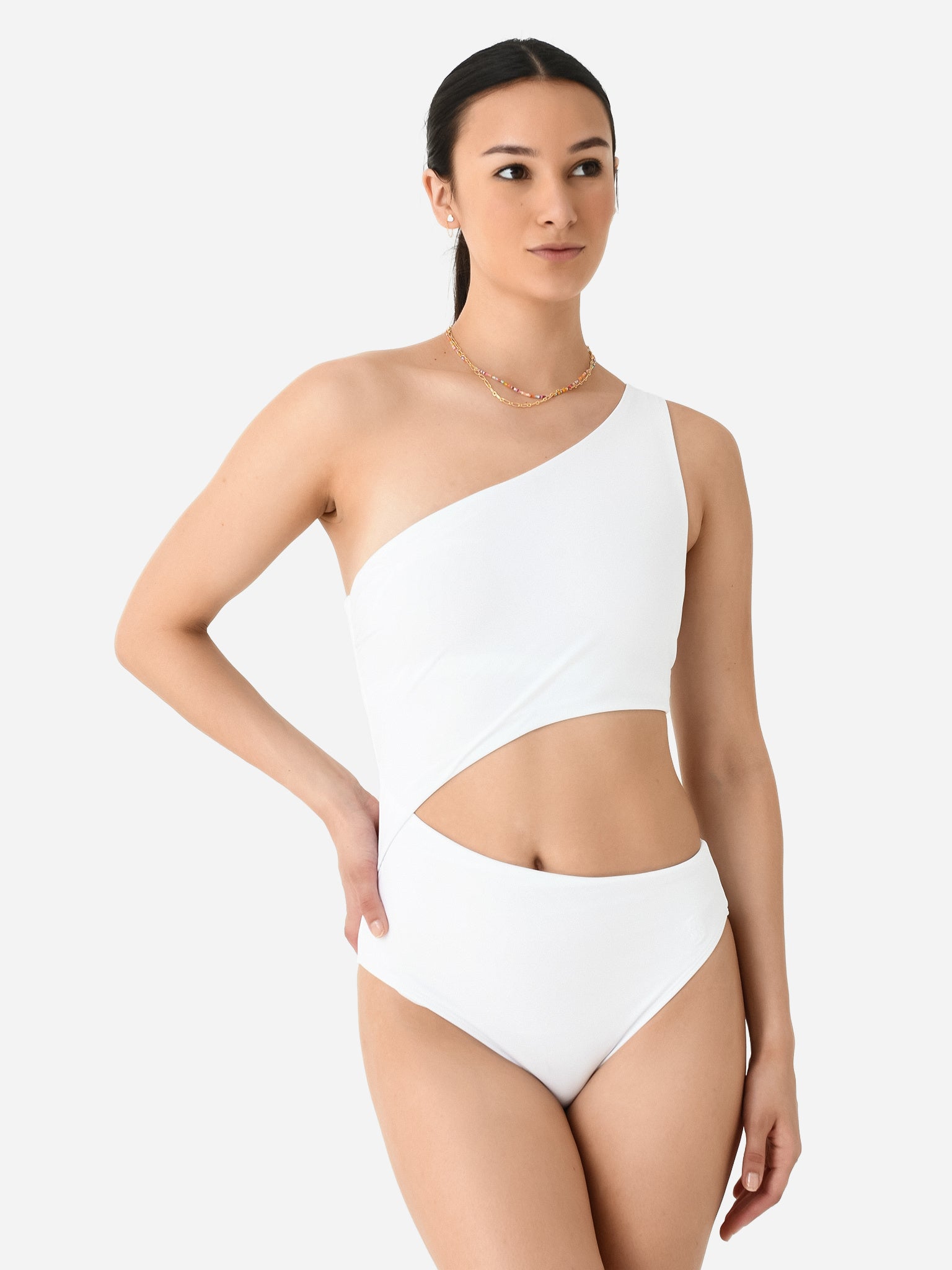 White One Shoulder Swimsuit