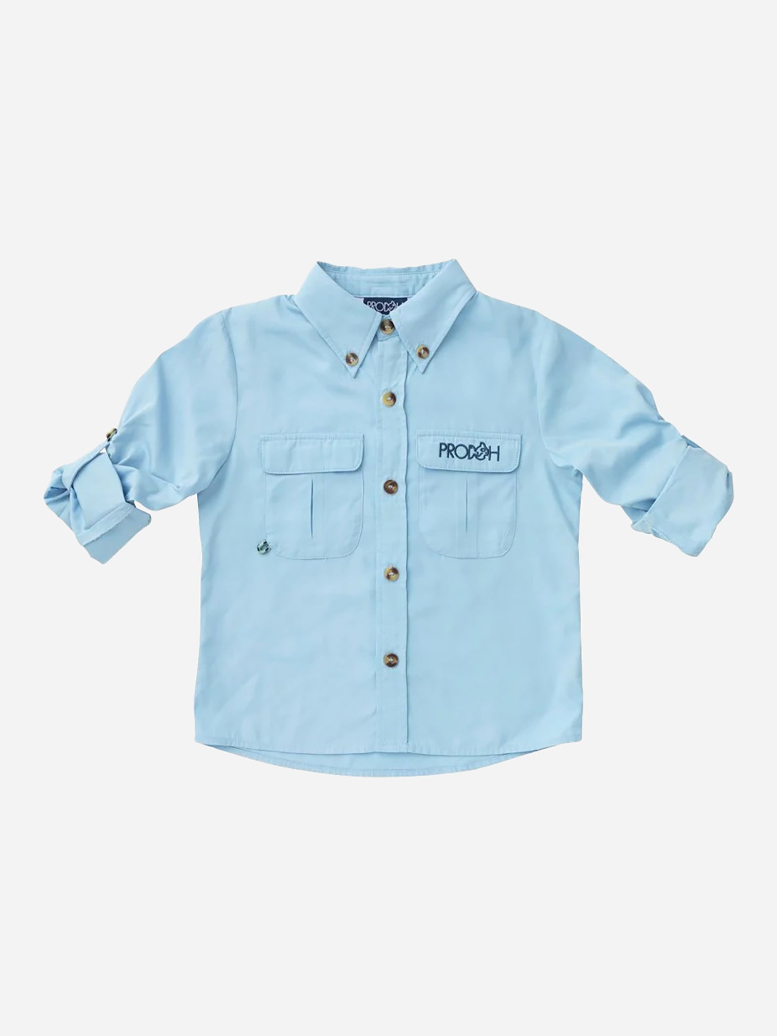 Prodoh Boys Founders Fishing Shirt, Clear Sky, Polyester/Cotton | Size: 18M | St. Bernard