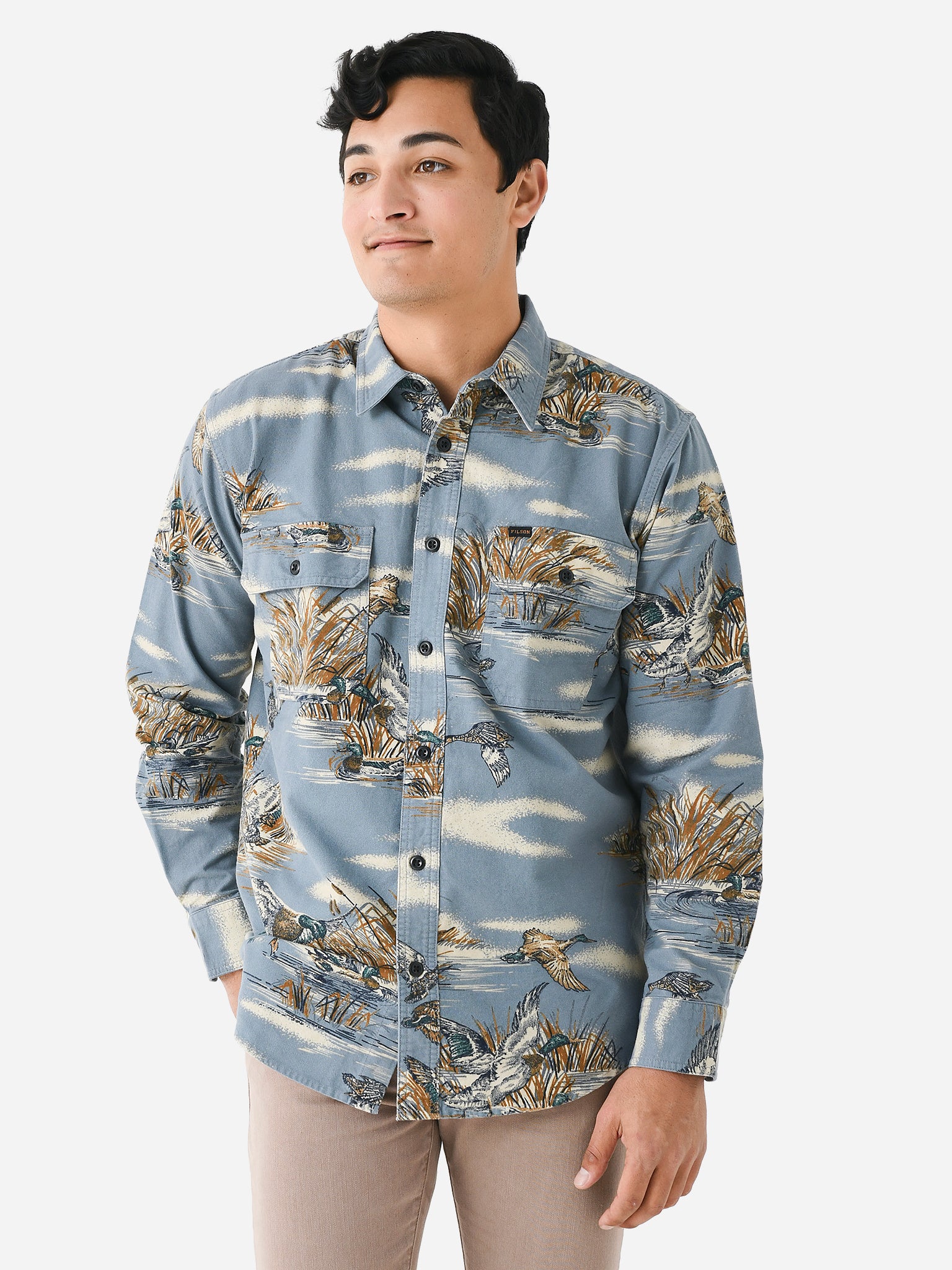 Saint laurent hawaiian shirt long outlet sleeve