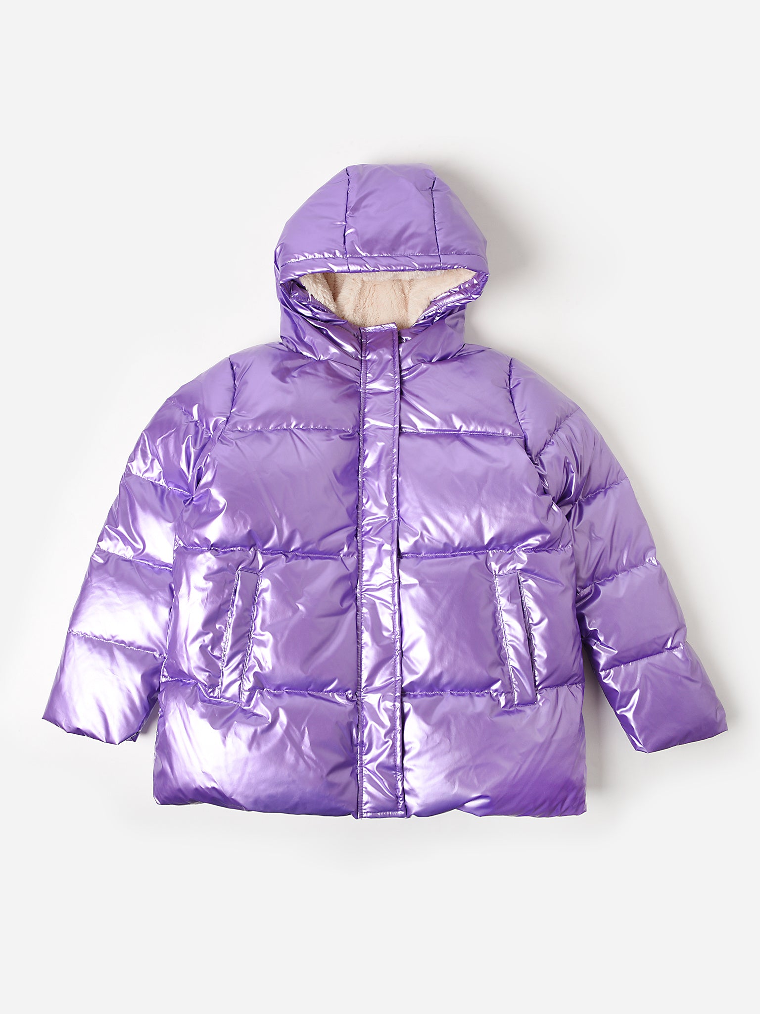 Purple metallic best sale puffer jacket