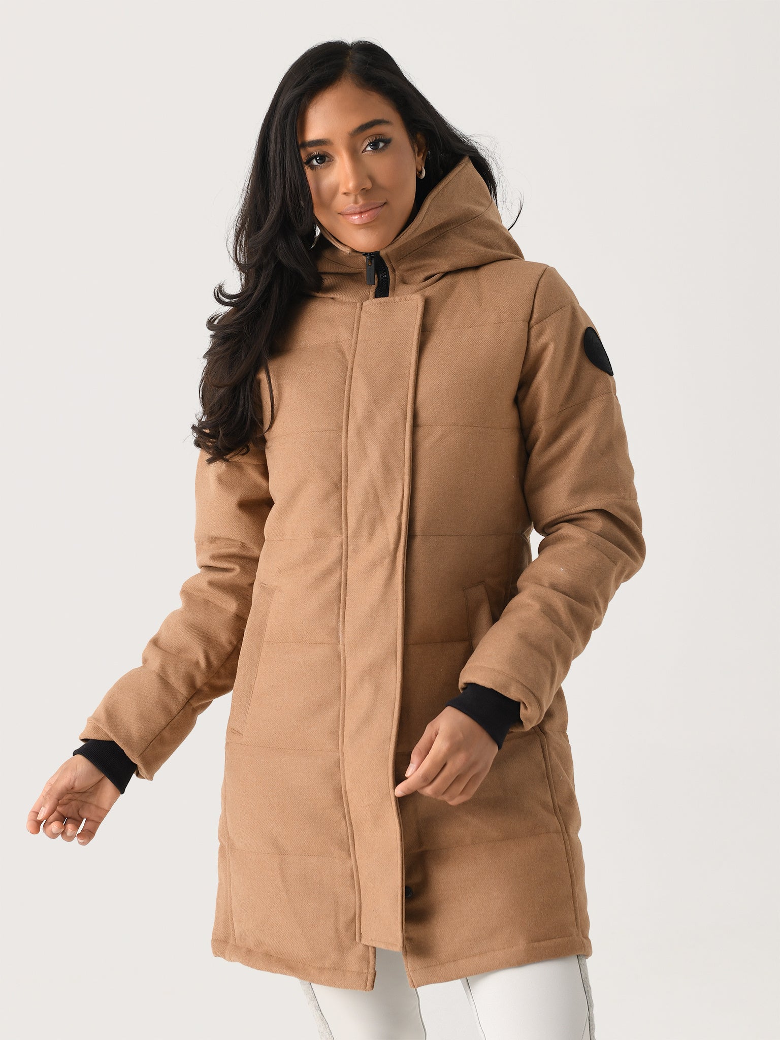 Canada Goose Shelburne Parka AlluraLuxe Wool Women Camel Melange S