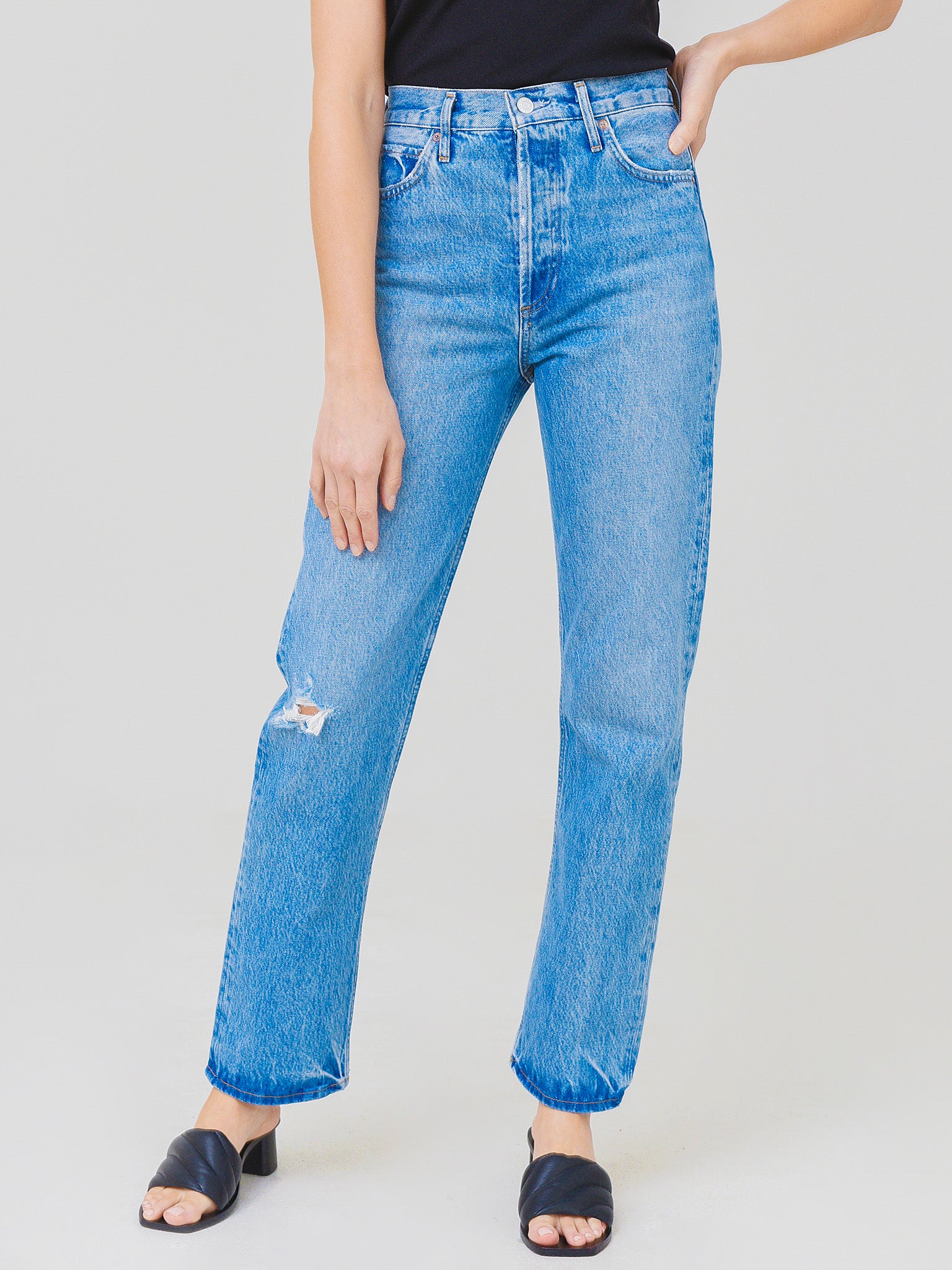 cooper cargo jeans woman blue in cotton - AGOLDE - d — 2