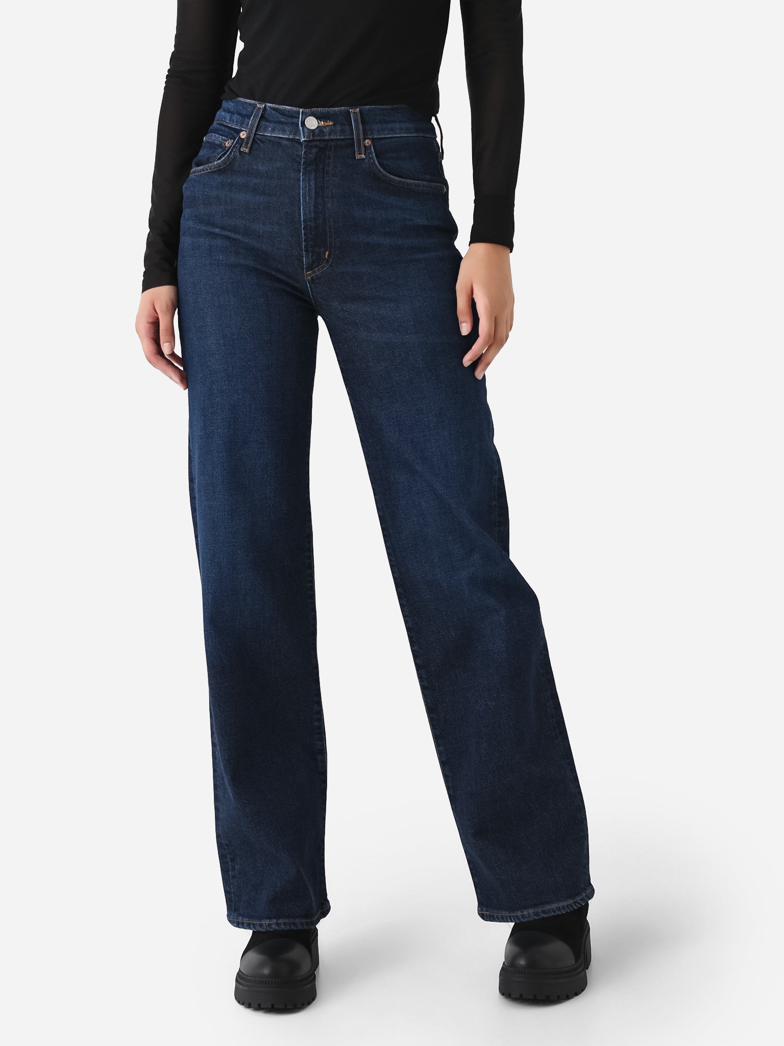 Agolde Women's Harper Mid Rise Relaxed Straight Jean –