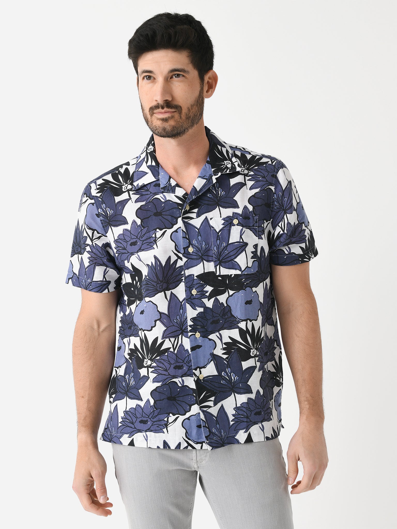 MEN'S MODAL COTTON OPEN COLLAR SHORT SLEEVE SHIRT