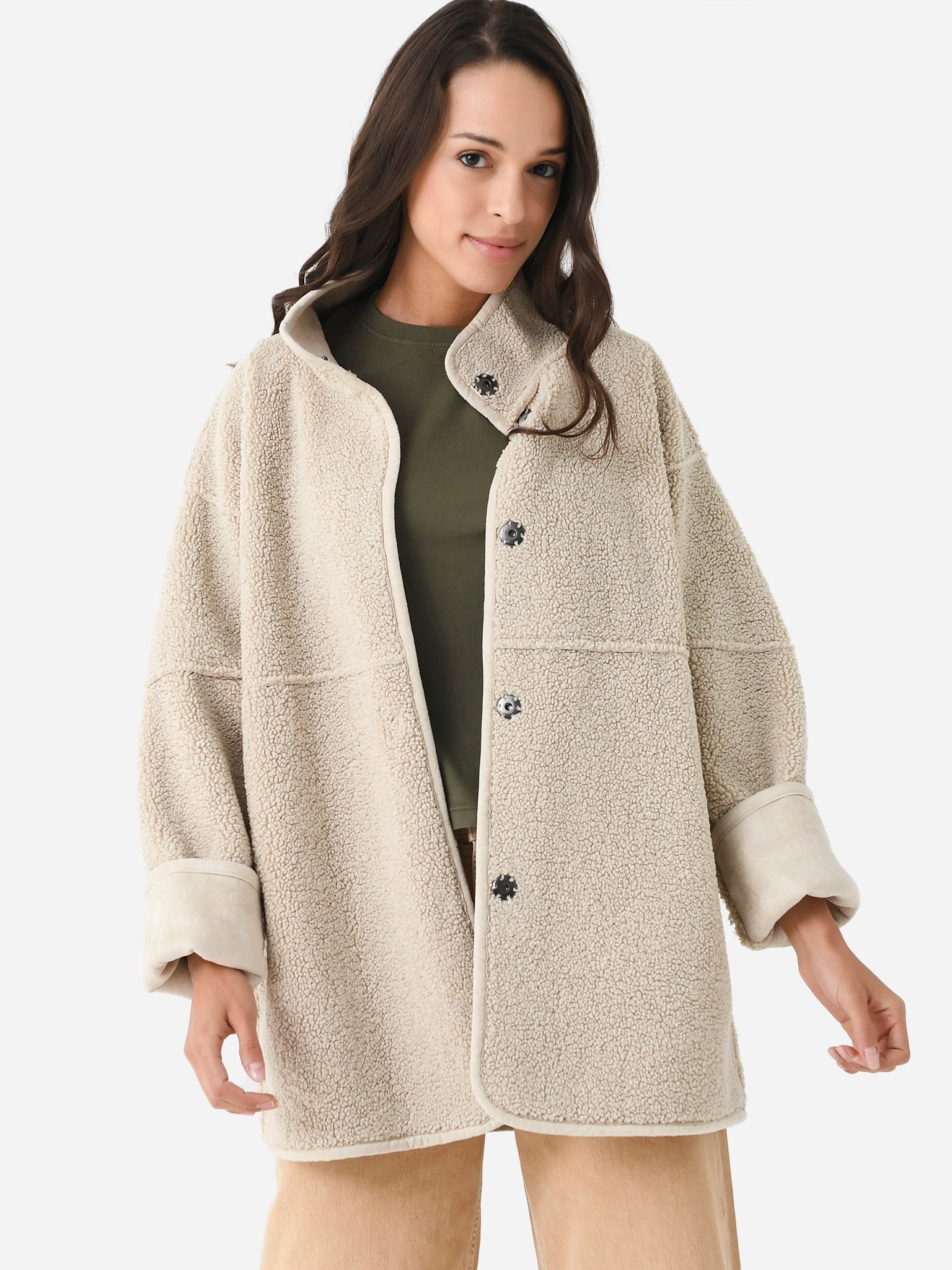 Reversable Oversized Teddy Hooded Jacket Womens