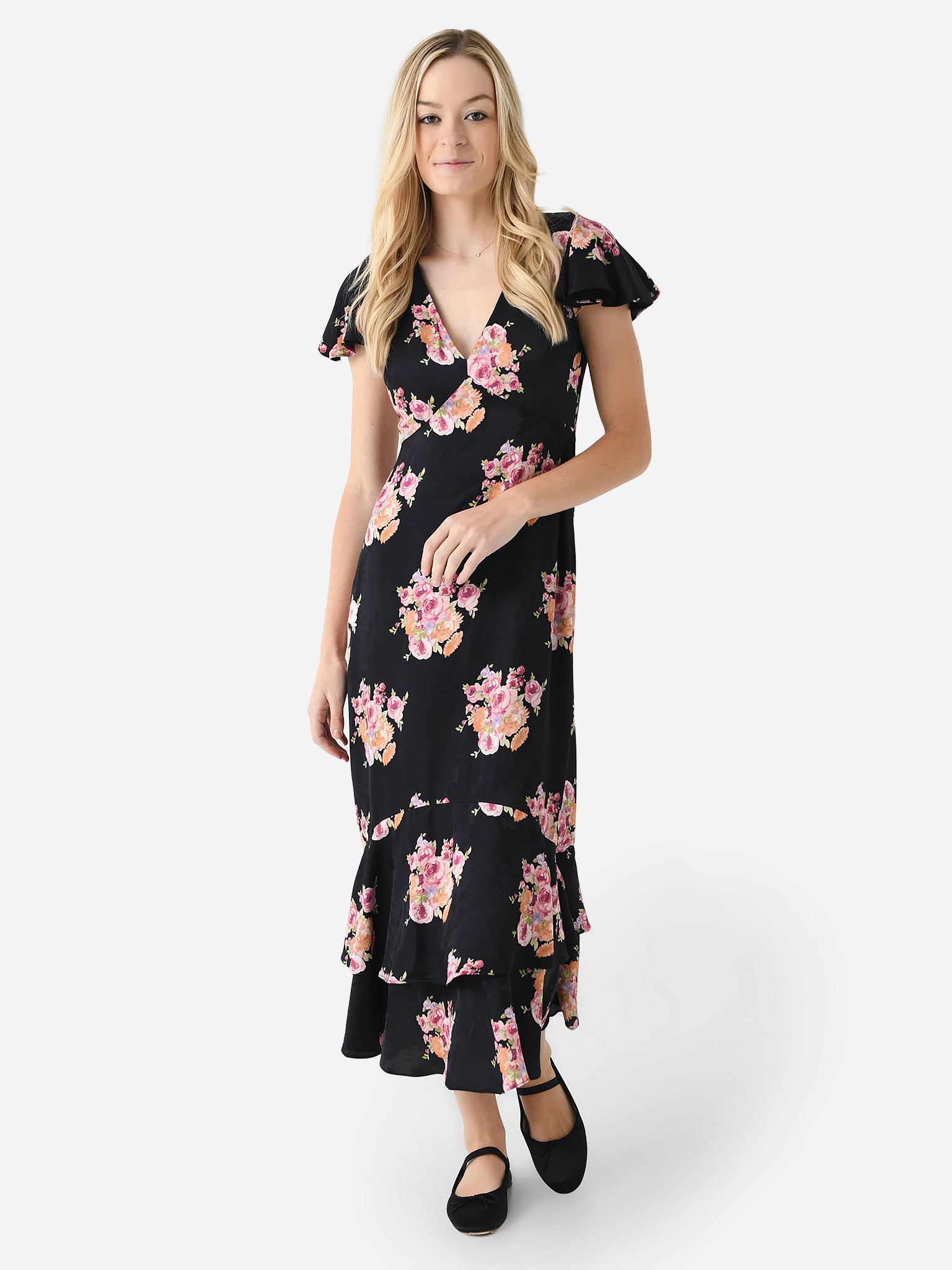 Elowen Ruffle Maxi Dress in Pink