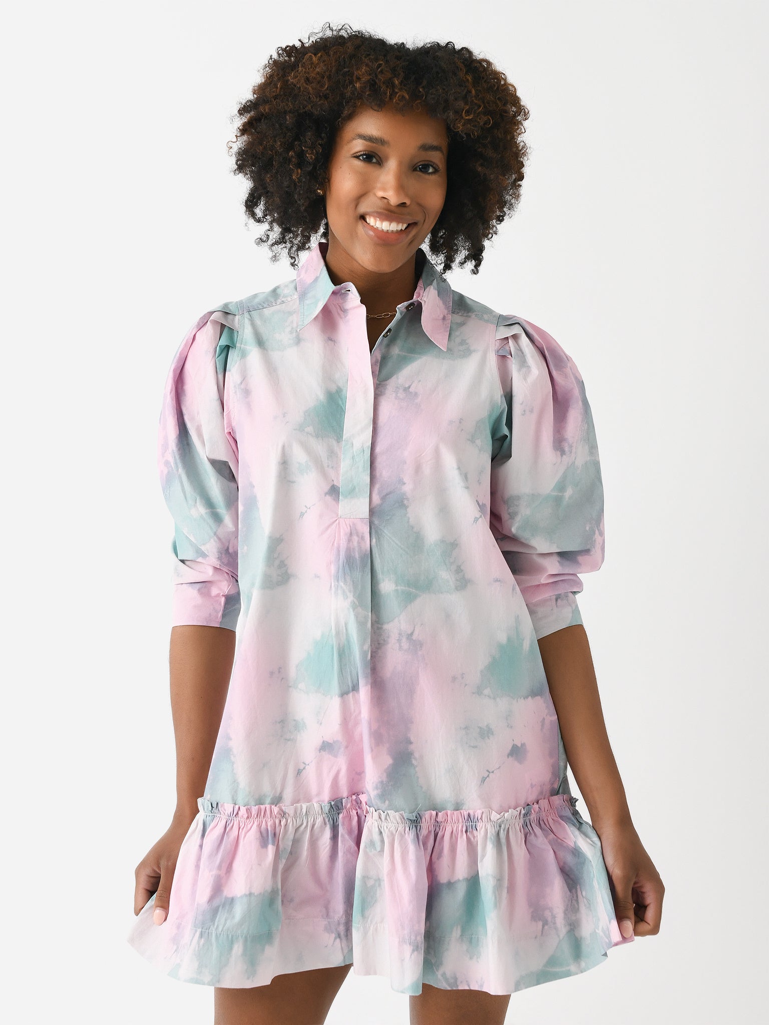 GANNI Women's Printed Cotton Mini Shirt Dress – saintbernard.com