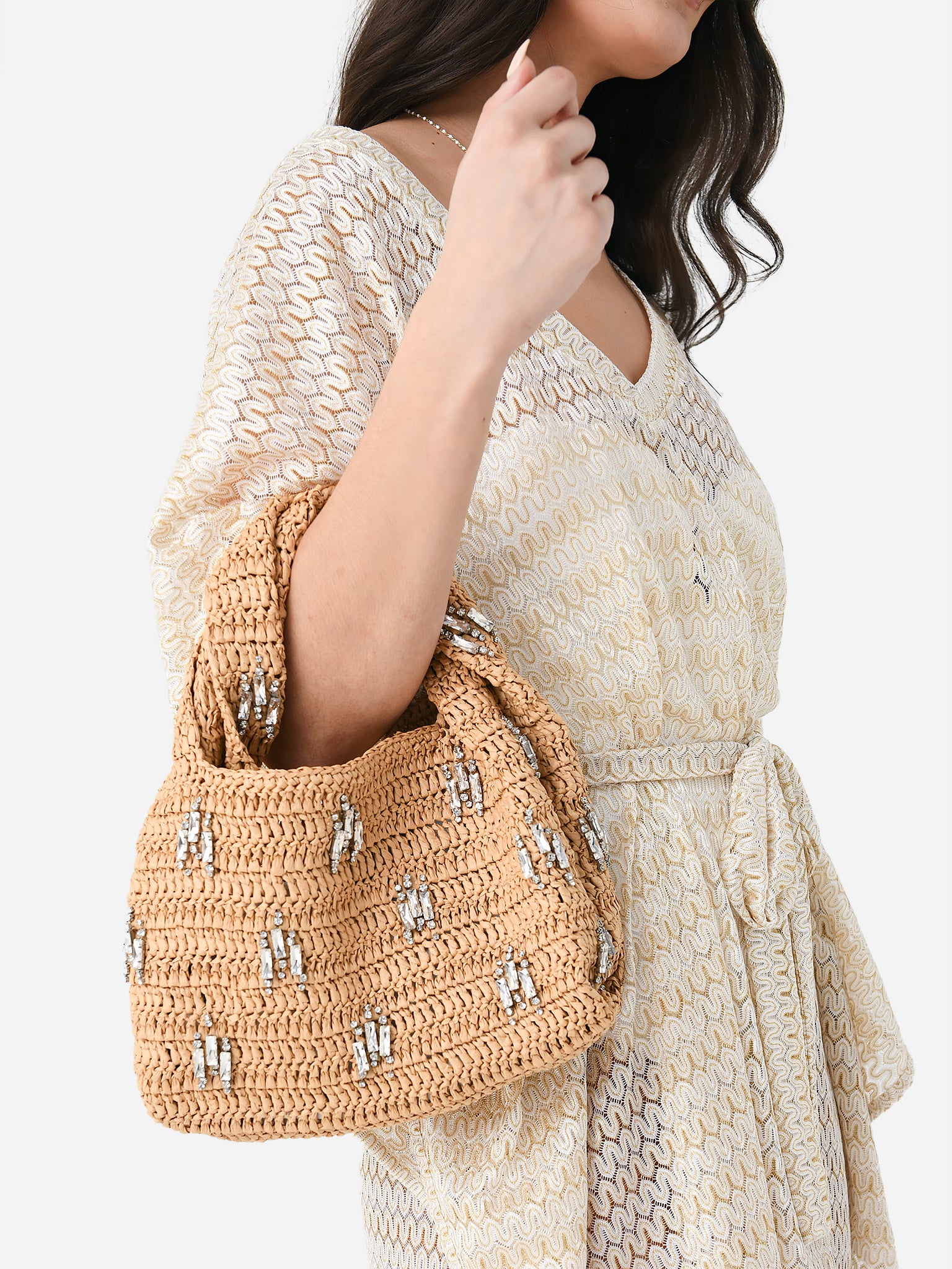 ALC Parker Embellished Raffia Bag