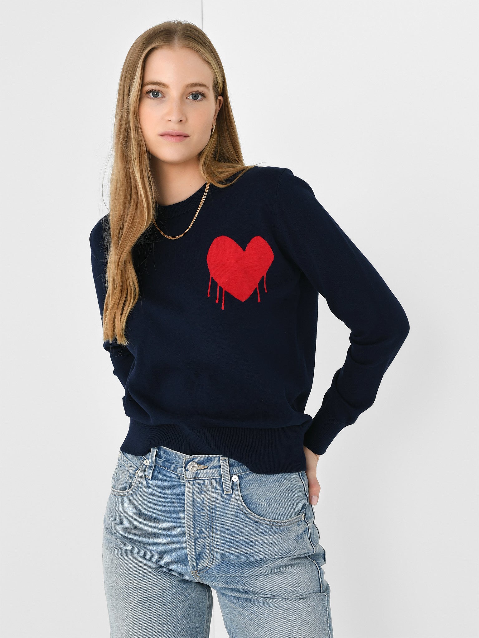 Kerri Rosenthal Women s Charli Drippy Heart Sweater saintbernard