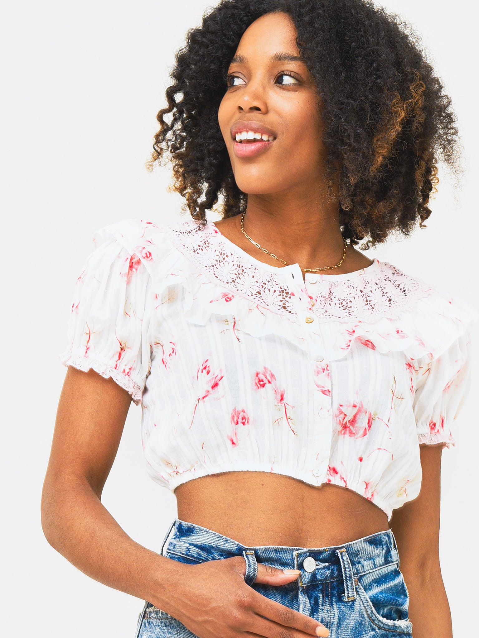 LoveShackFancy Women's Elania Crop Top