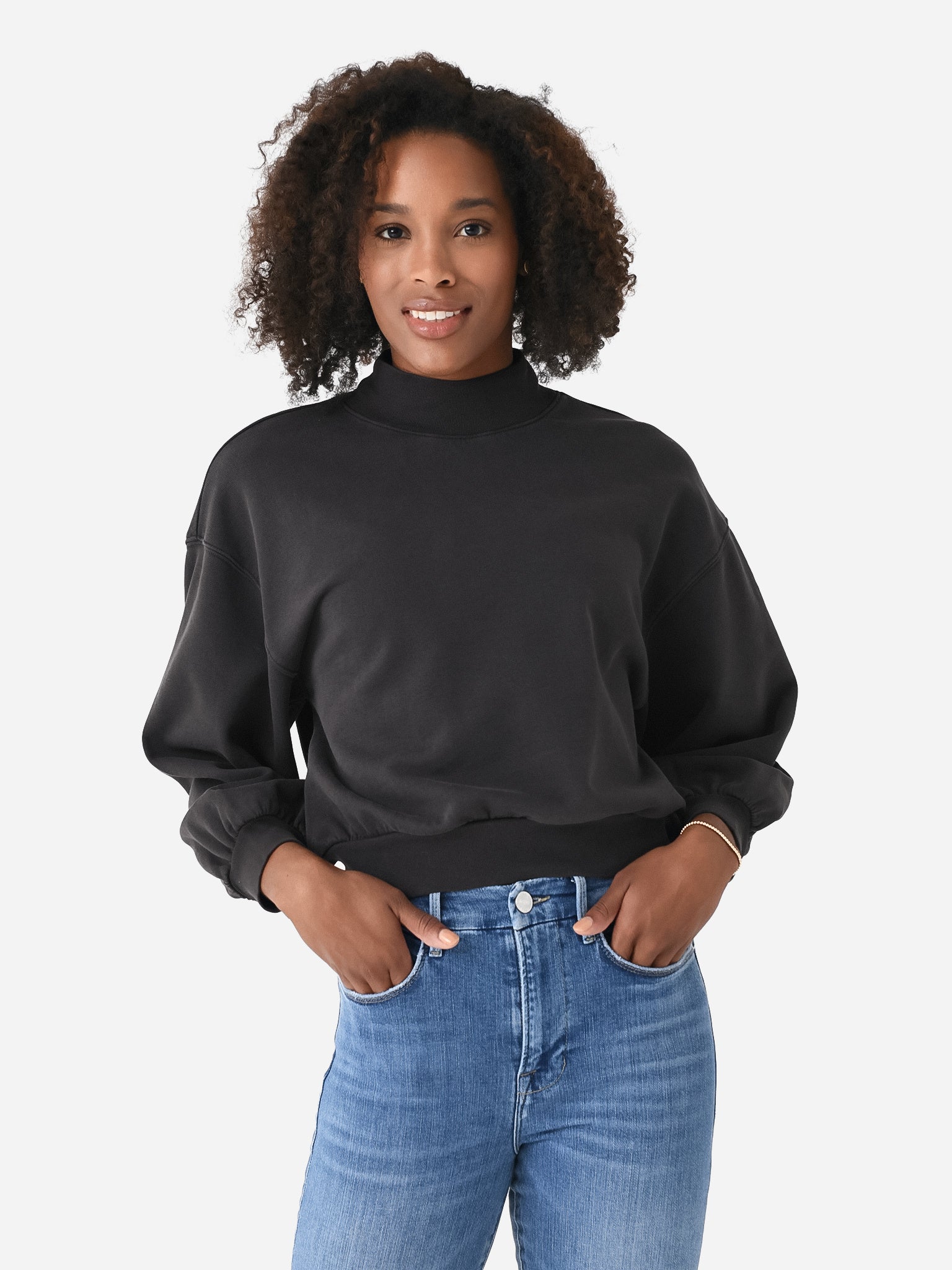 NWT Offseids New York Designer Black Balloon 2024 Sleeve Mockneck Shirt Small