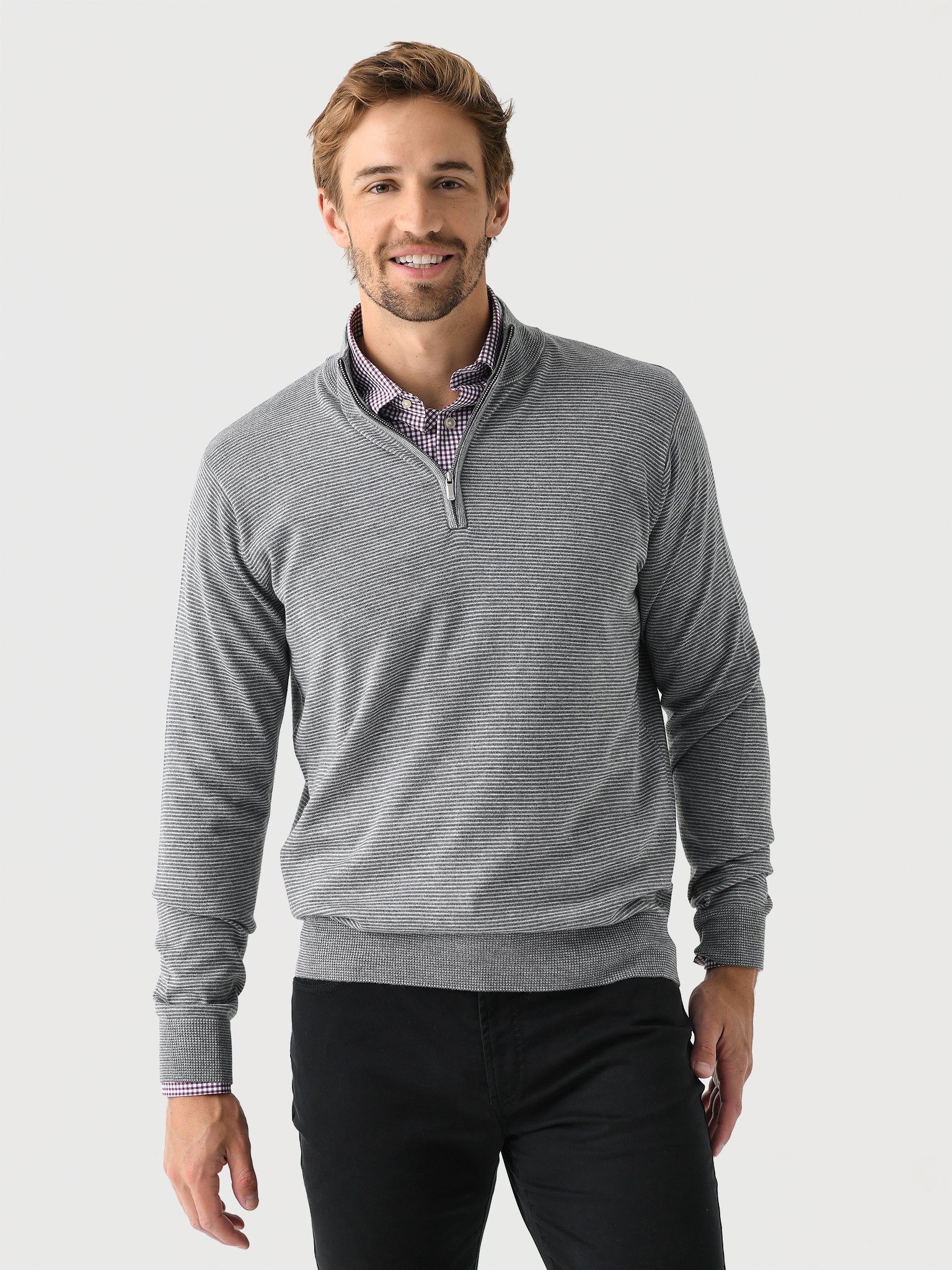 Peter Millar men’s quarter sold zip golf pullover L long sleeve cotton blend gray