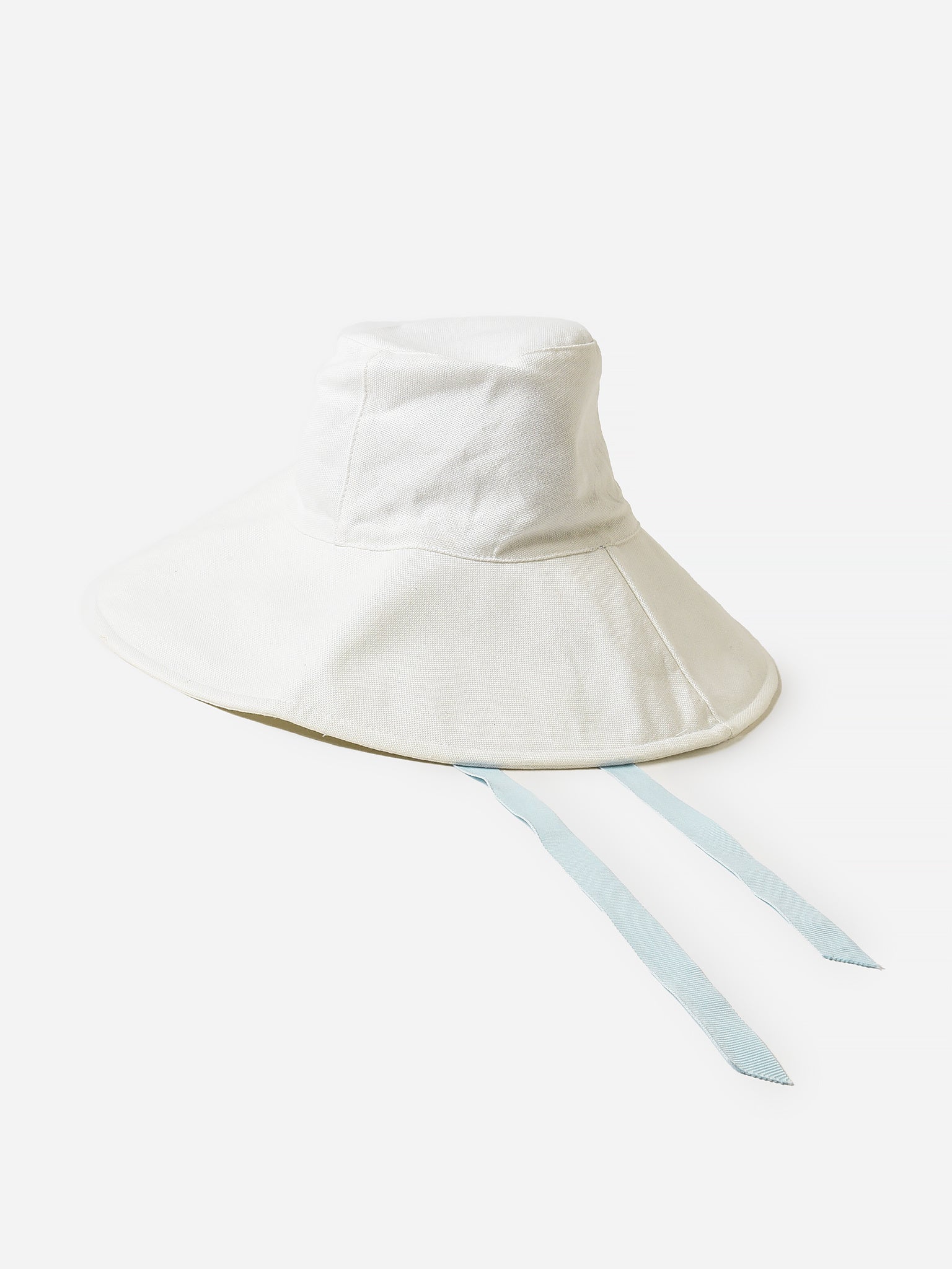 Hat Attack Women's Frankie Sunhat, White/Pale Blue, Cotton/Linen | St. Bernard