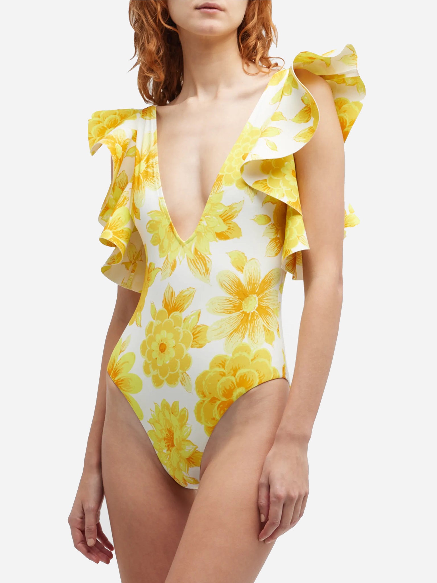 Yellow ruffle one piece 2025 swimsuit