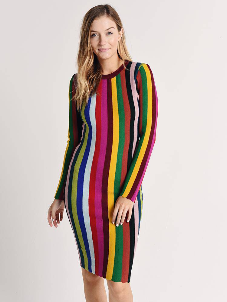 Rainbow vertical striped on sale dress