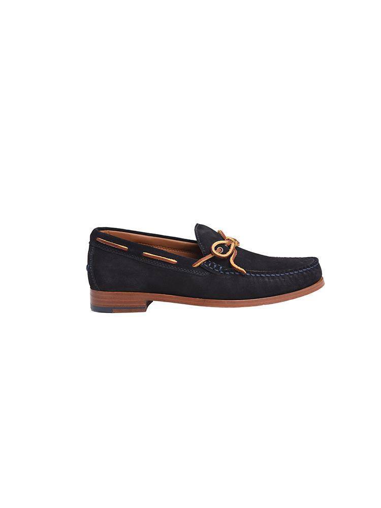 Trask Sullivan Slip On Eye Tie Navy Suede saintbernard