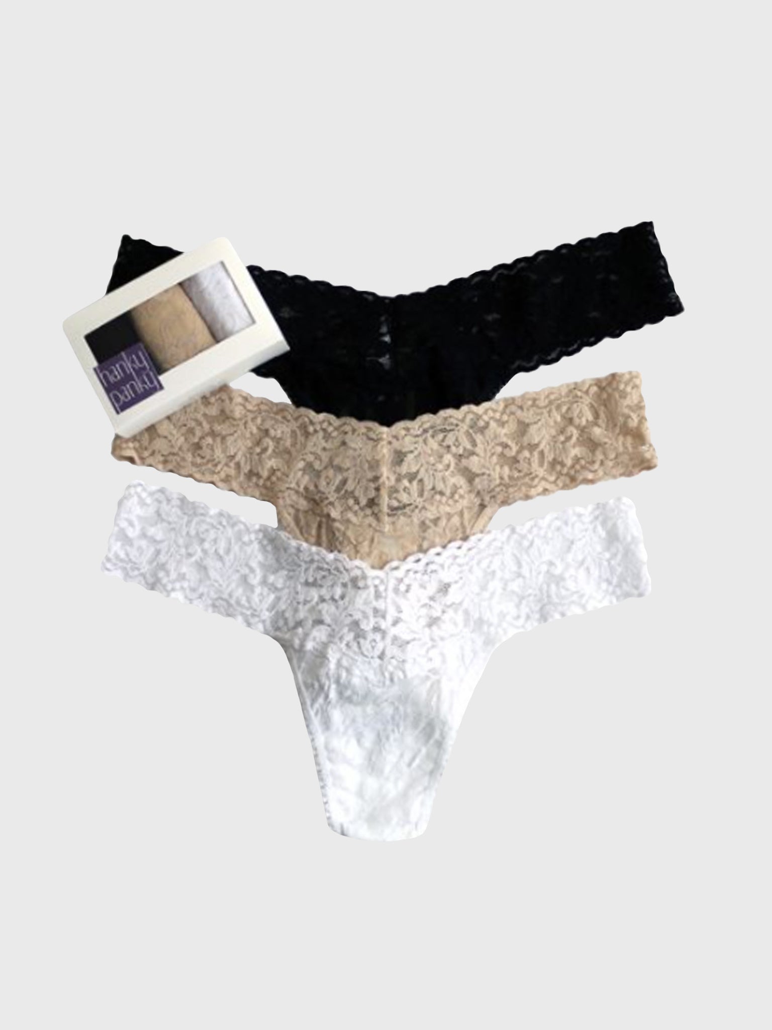 Hanky Panky 3-Pack Low-Rise Lace Thongs