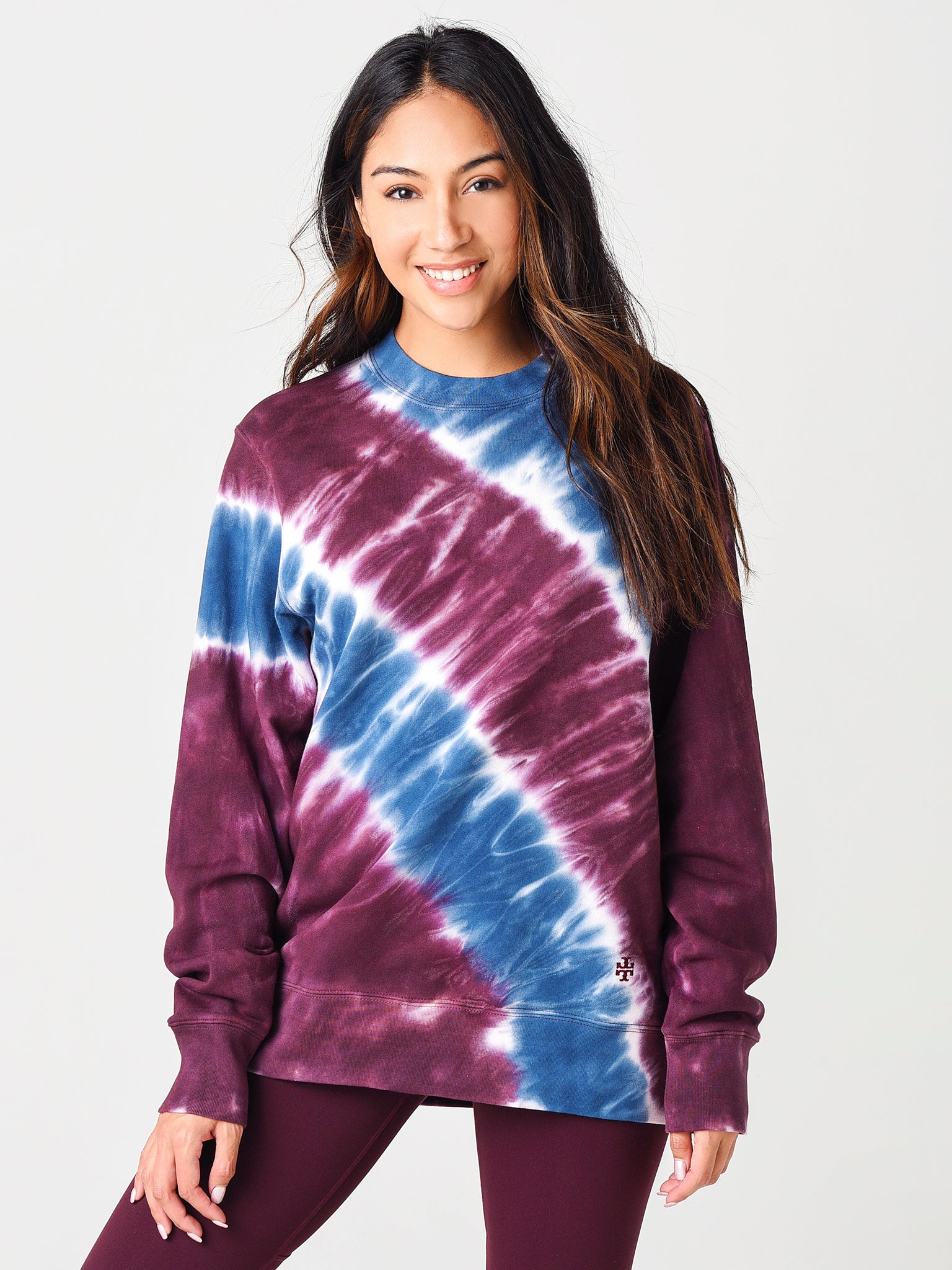 Tory Sport Women s Tie Dye French Terry Crew