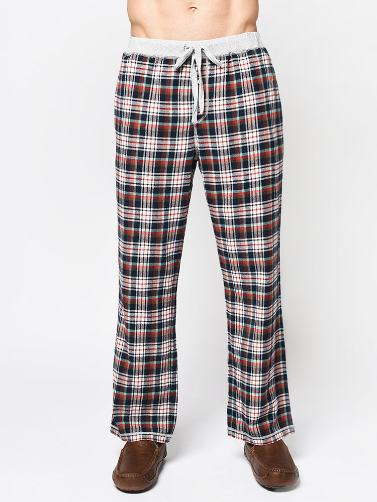 Pajama Pants, Navy Red Check Flannel