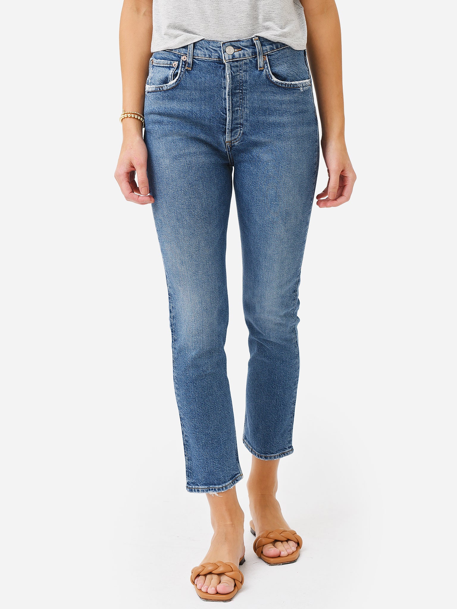 Agolde Women s Riley High Rise Straight Crop Jean