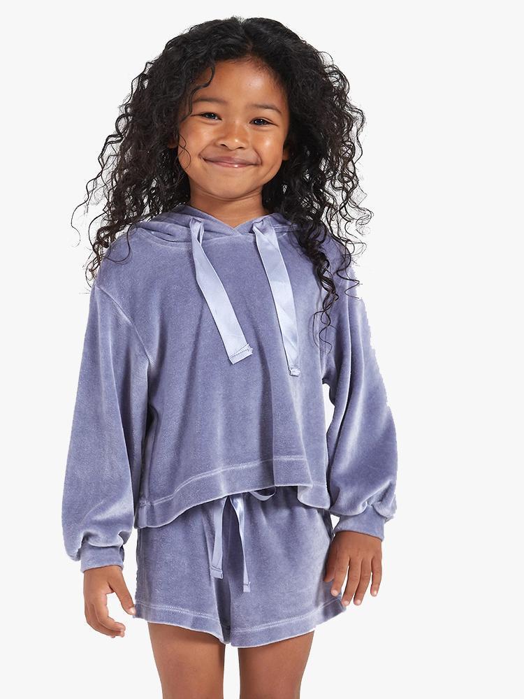 Bella Dahl Girls Velour Hoodie With Satin Stripe