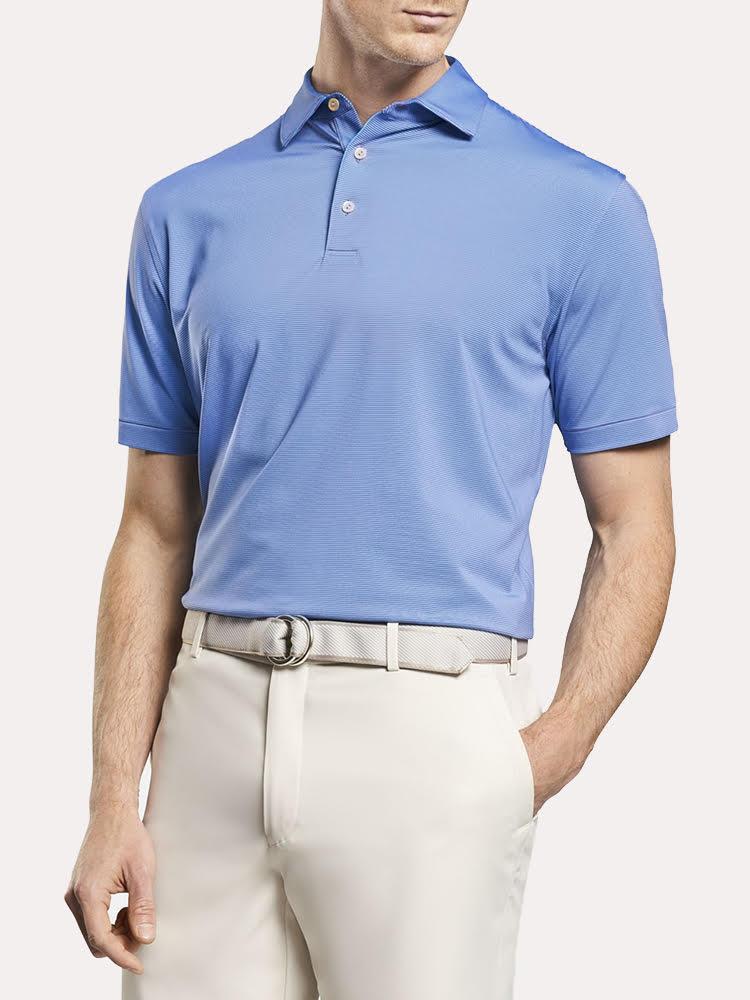 Peter Millar Jubilee Stripe Performance Polo - Cottage Blue