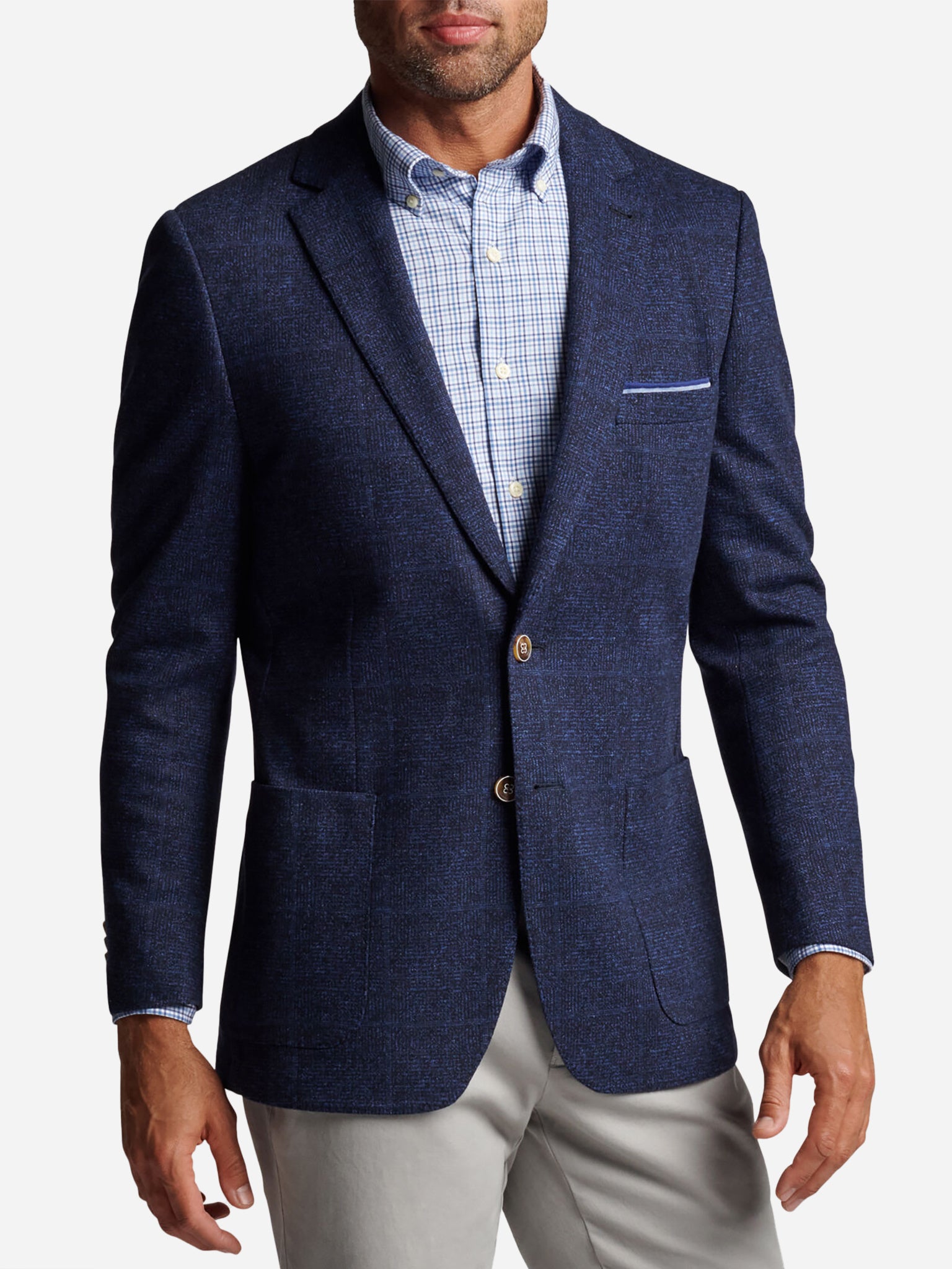 Peter Millar Crown Men's Julian Knit Windowpane Soft Jacket 