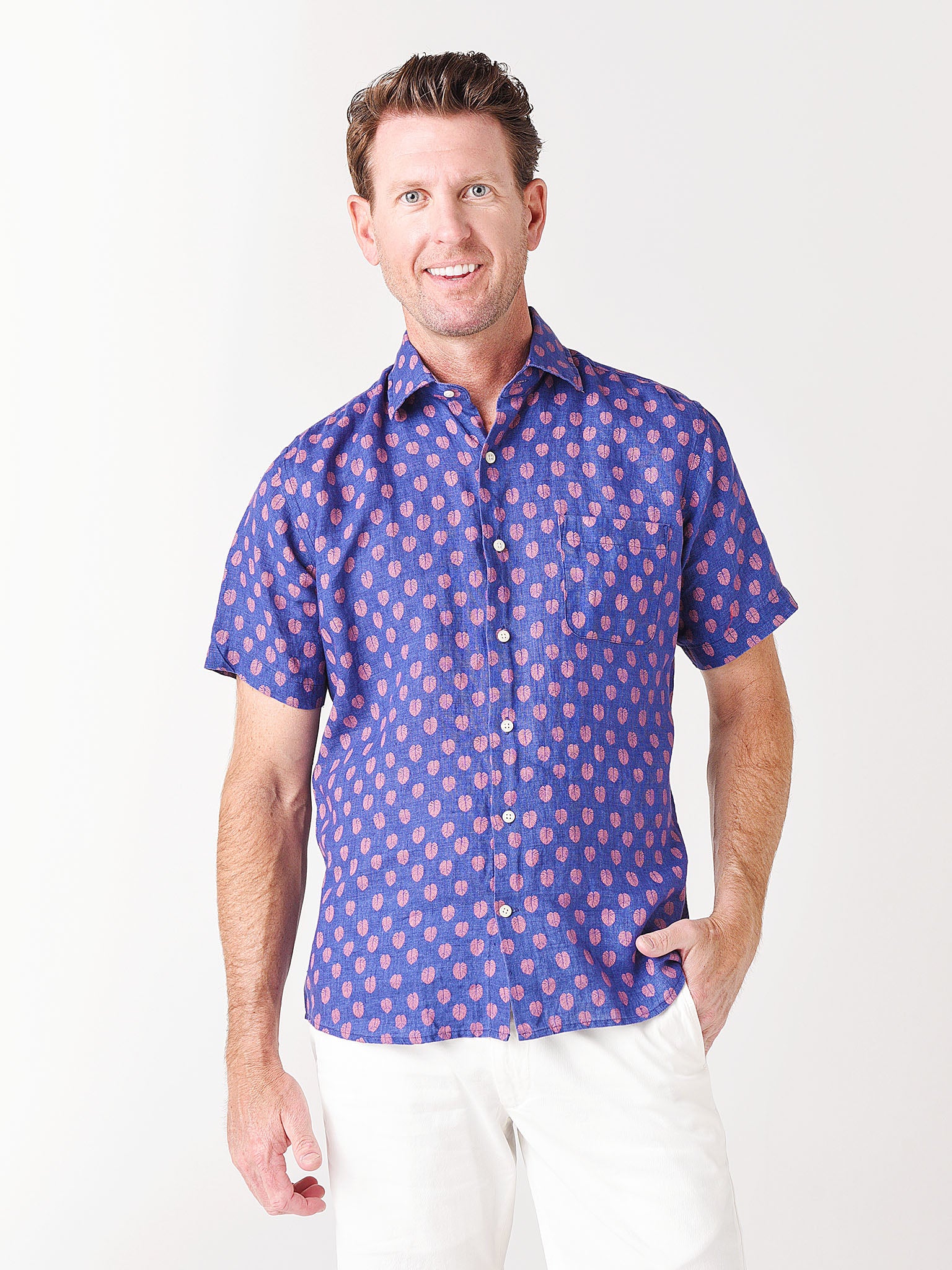 PETER MILLAR Best Fronds Linen Short-Sleeve Sport Shirt