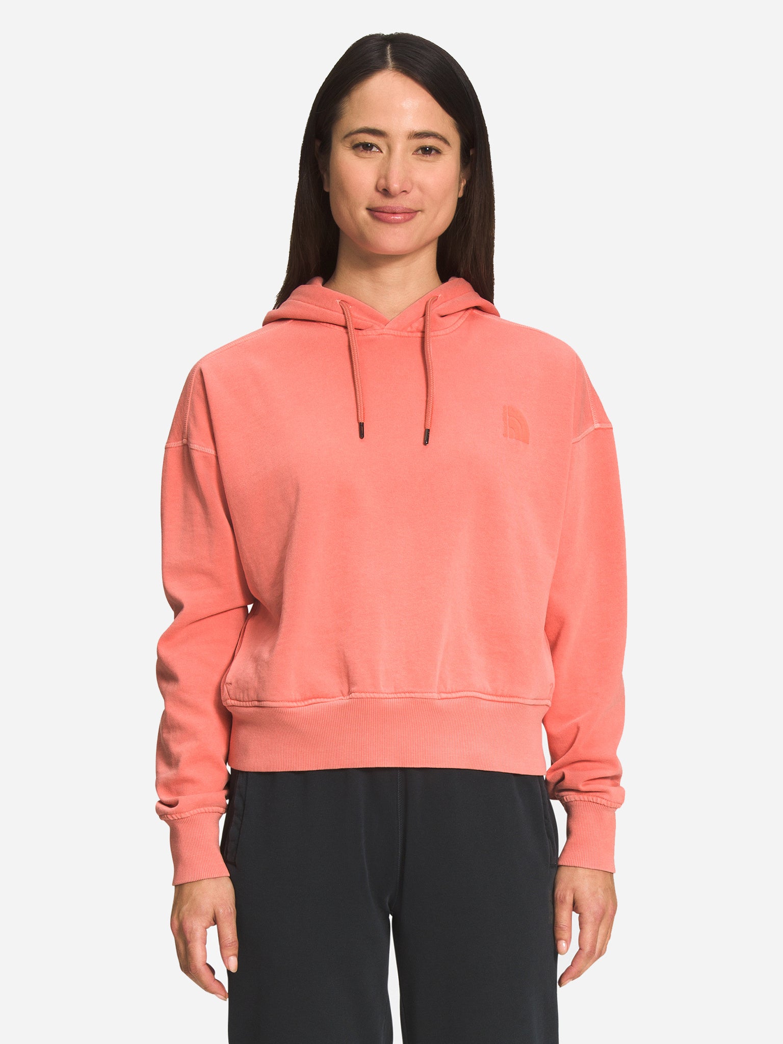 Peach north face hoodie hot sale