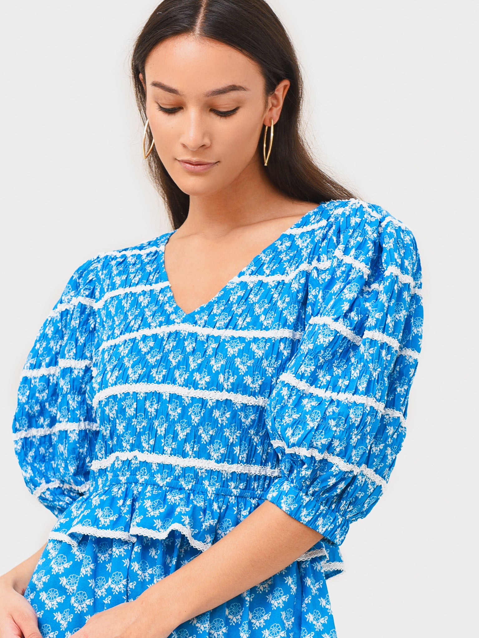 Josephine Smock top (sky blue) by seanwax - Off-the-shoulder tops - Afrikrea