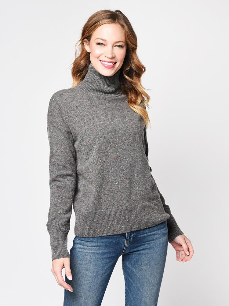 Autumn Cashmere Women s Relaxed Mock Neck With Cuff Detail