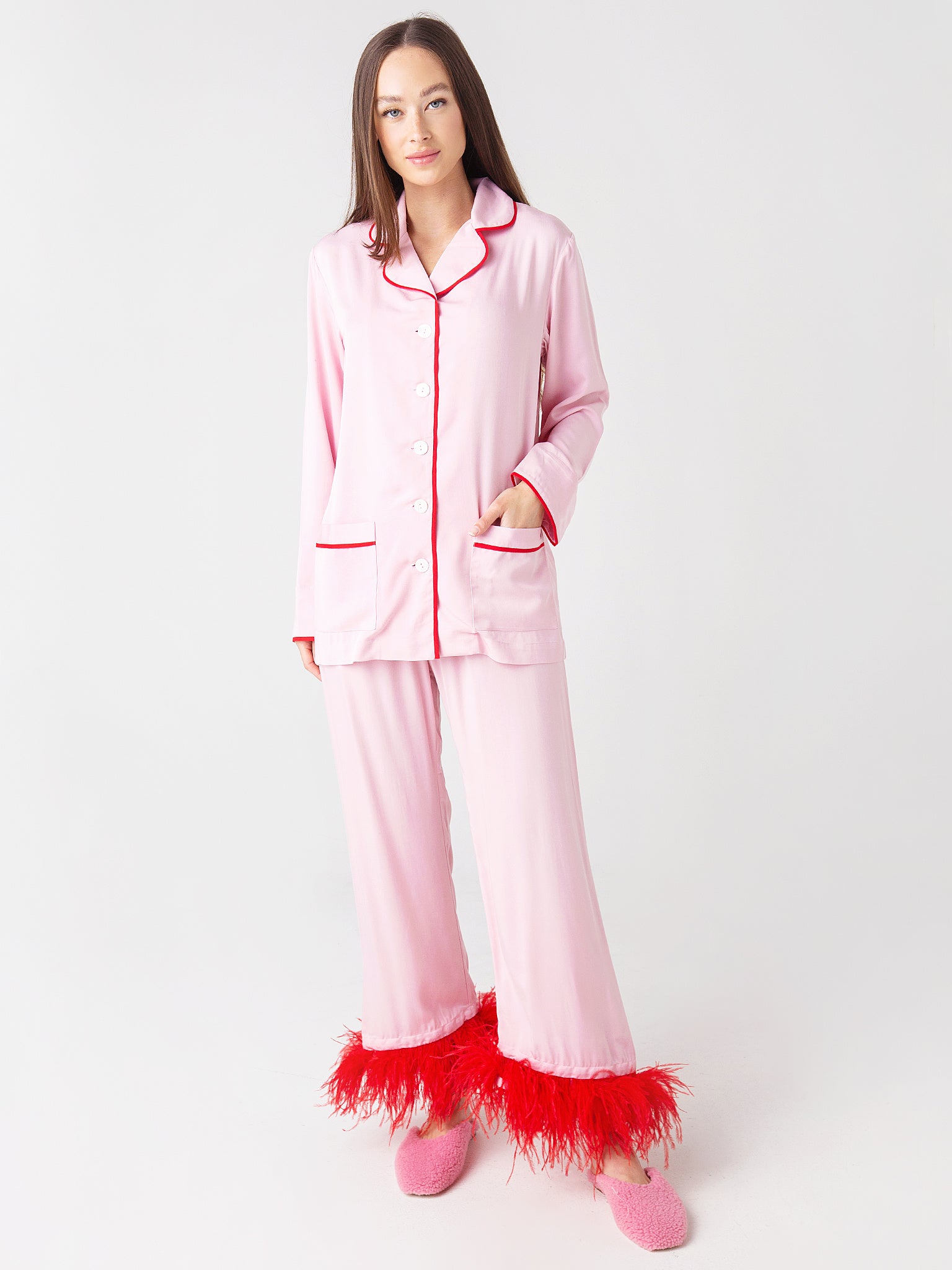 Sleeper Pink Party Pajama Set With Feathers