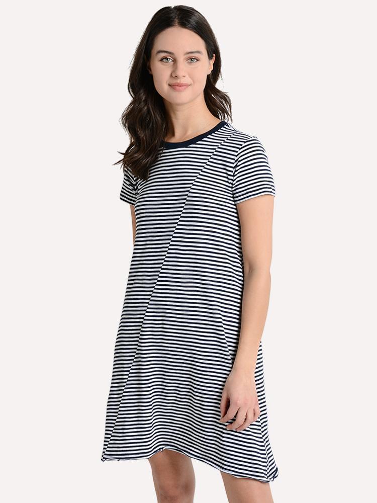 ATM Stripe Jersey Short Sleeve Dress