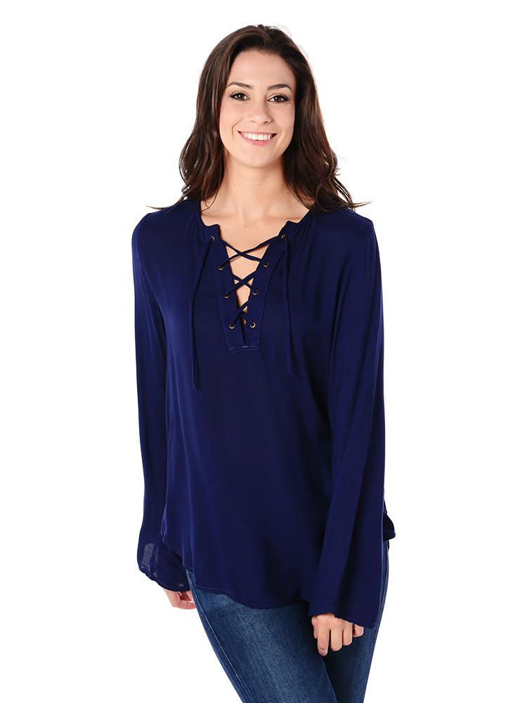 Bella Dahl Bell Sleeve Lace Up Top