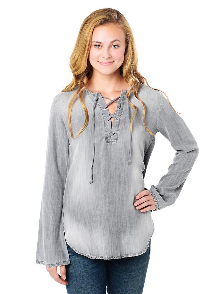 Bella Dahl Bell Sleeve Lace Up Top saintbernard