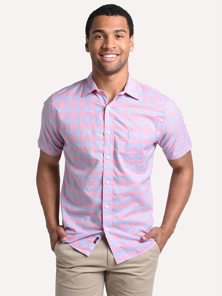 Men's Buffalo Check Short Sleeve Button UP