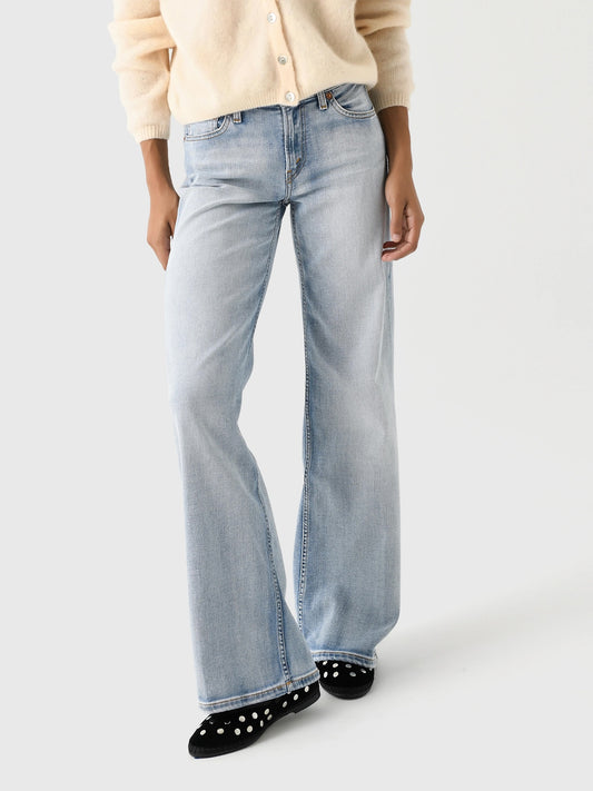 Re/Done Women's Mid Rise Wide Leg Jean