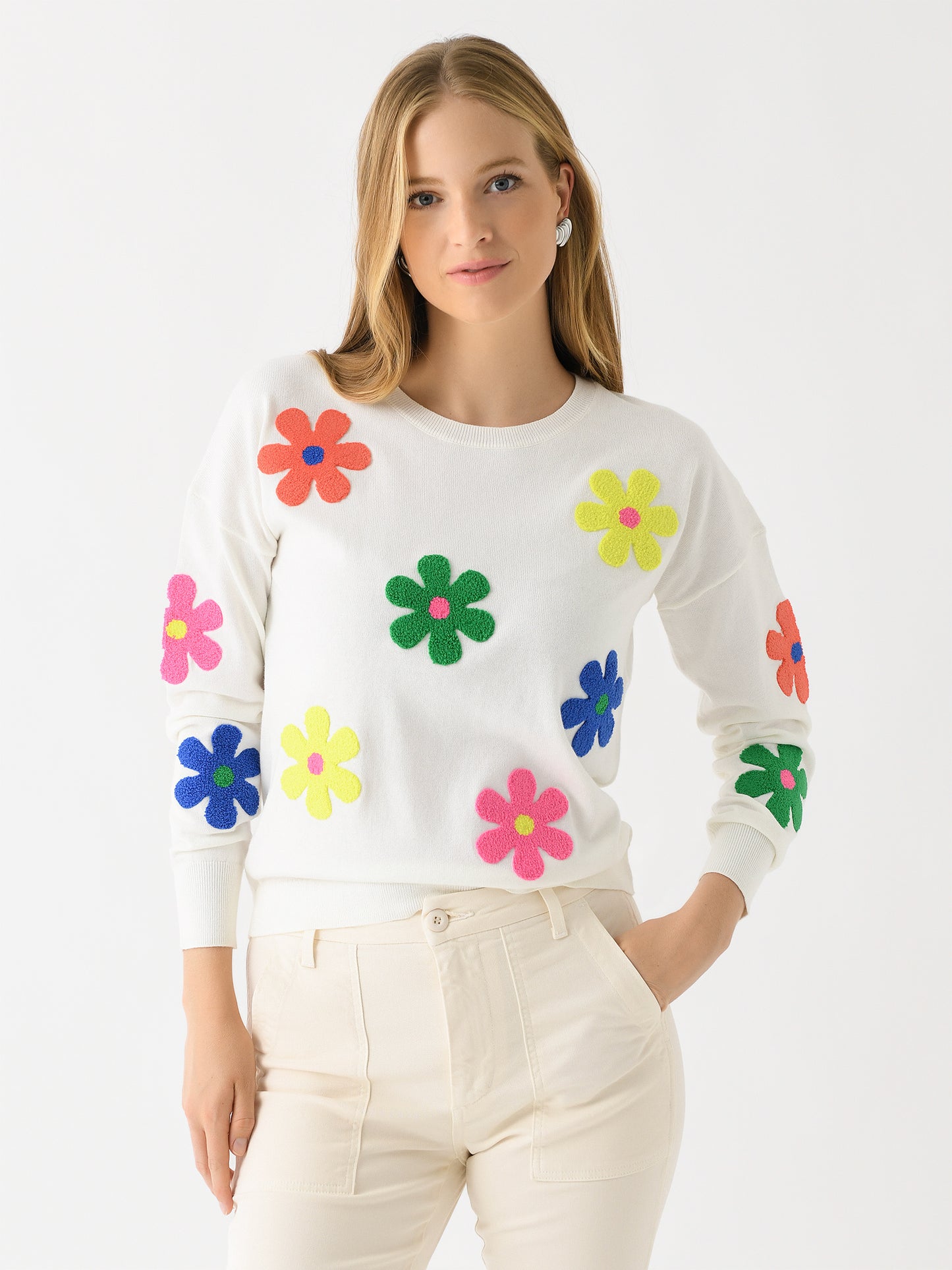 J Society Women's Bright Flower Crew