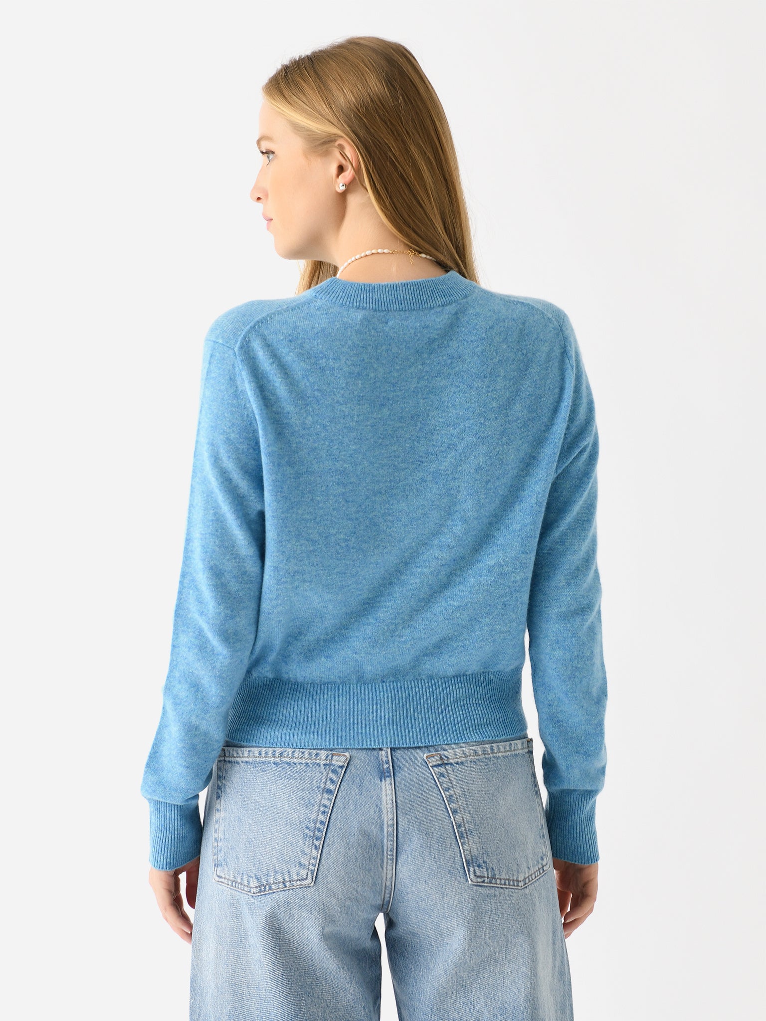 White + order Warren Essentials Cashmere Crewneck Sweater Azure Blue Sz Large