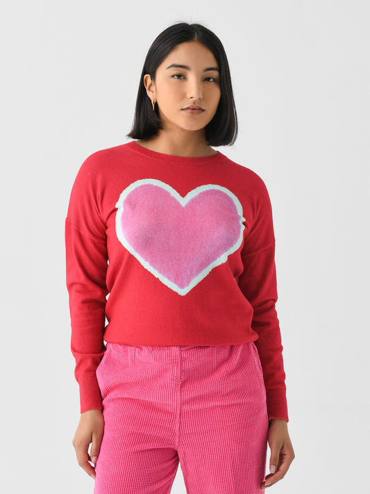 J Society Women's Heart Crew Sweater