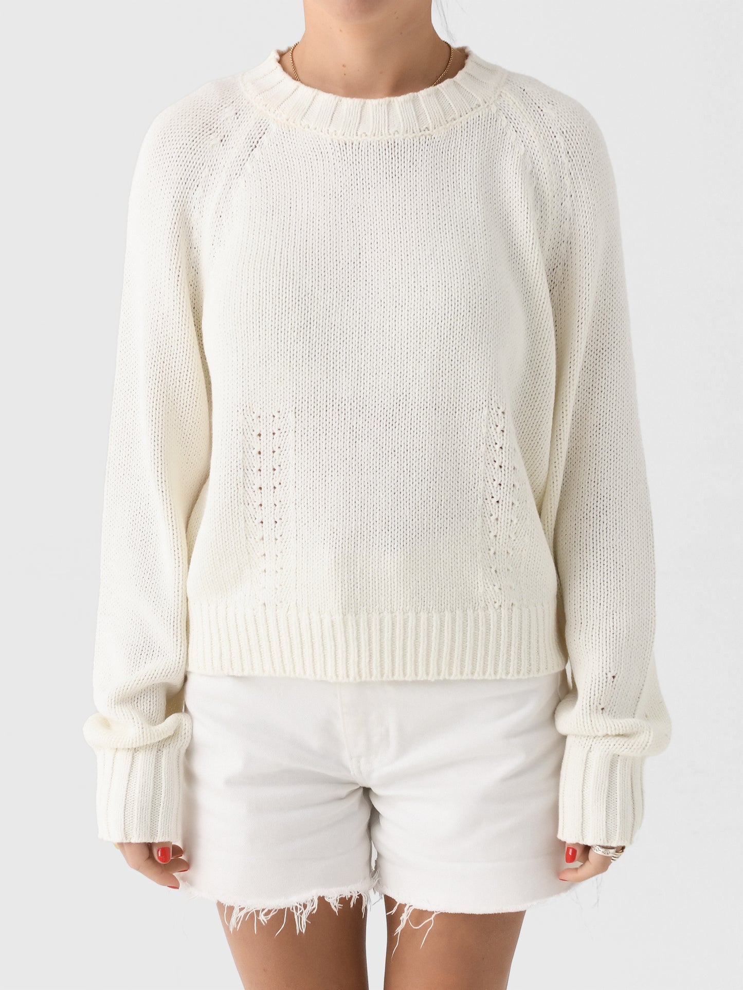 White + Warren Women's Cotton Blend Beachy Crewneck