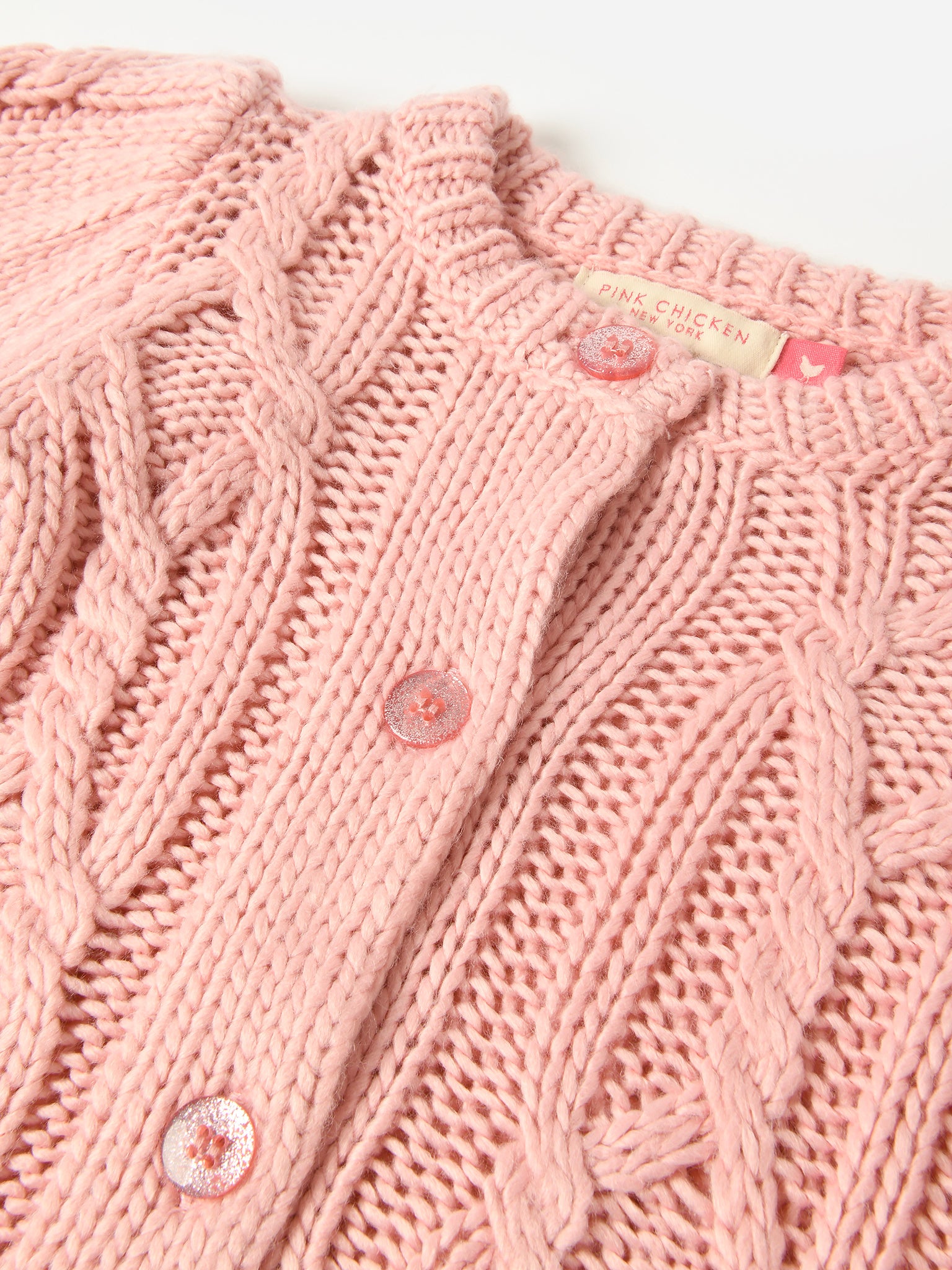 Girls Cable Knit Cardigan in Pink