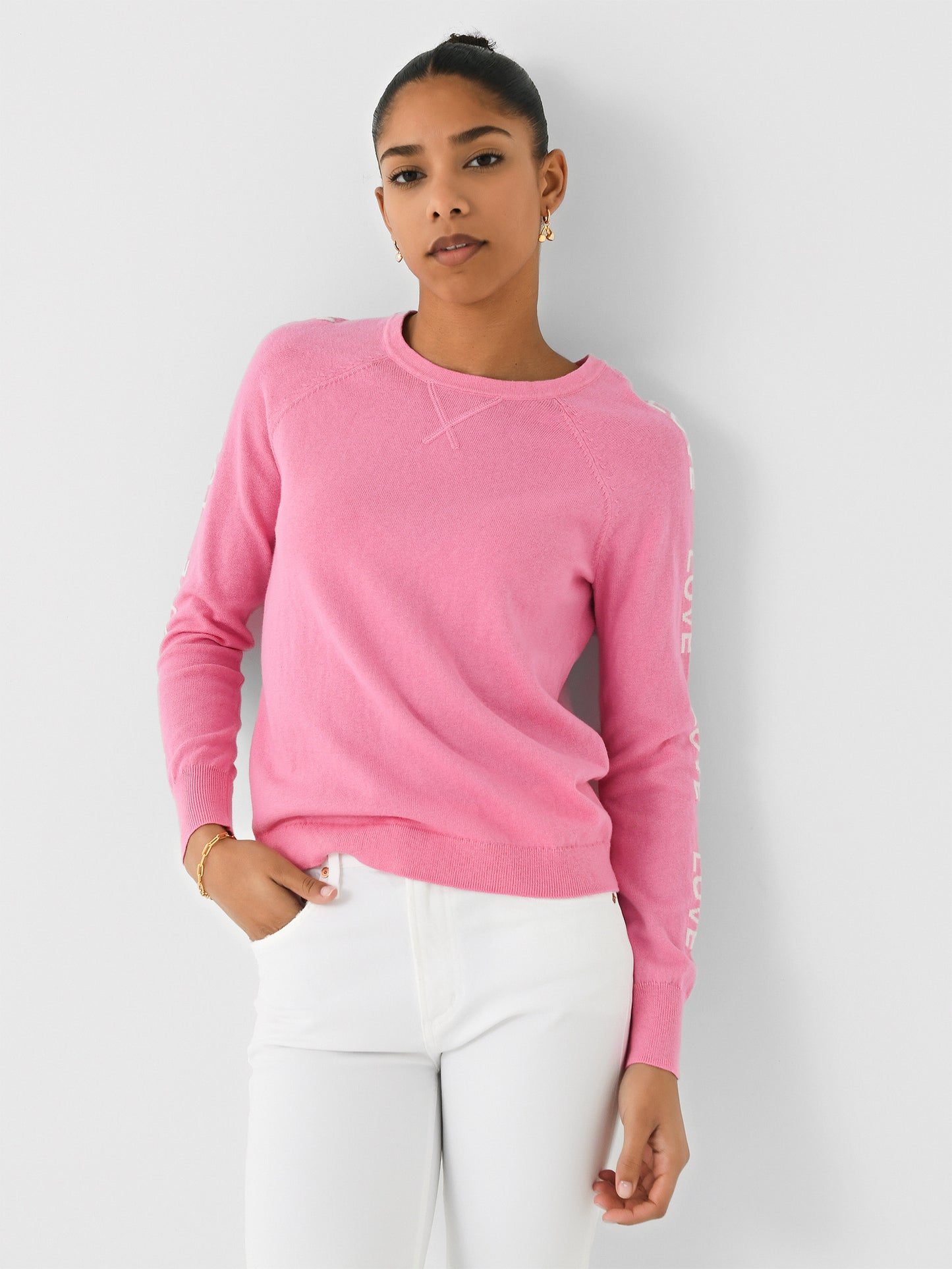 J Society Women's Love Sleeve Crew Sweater