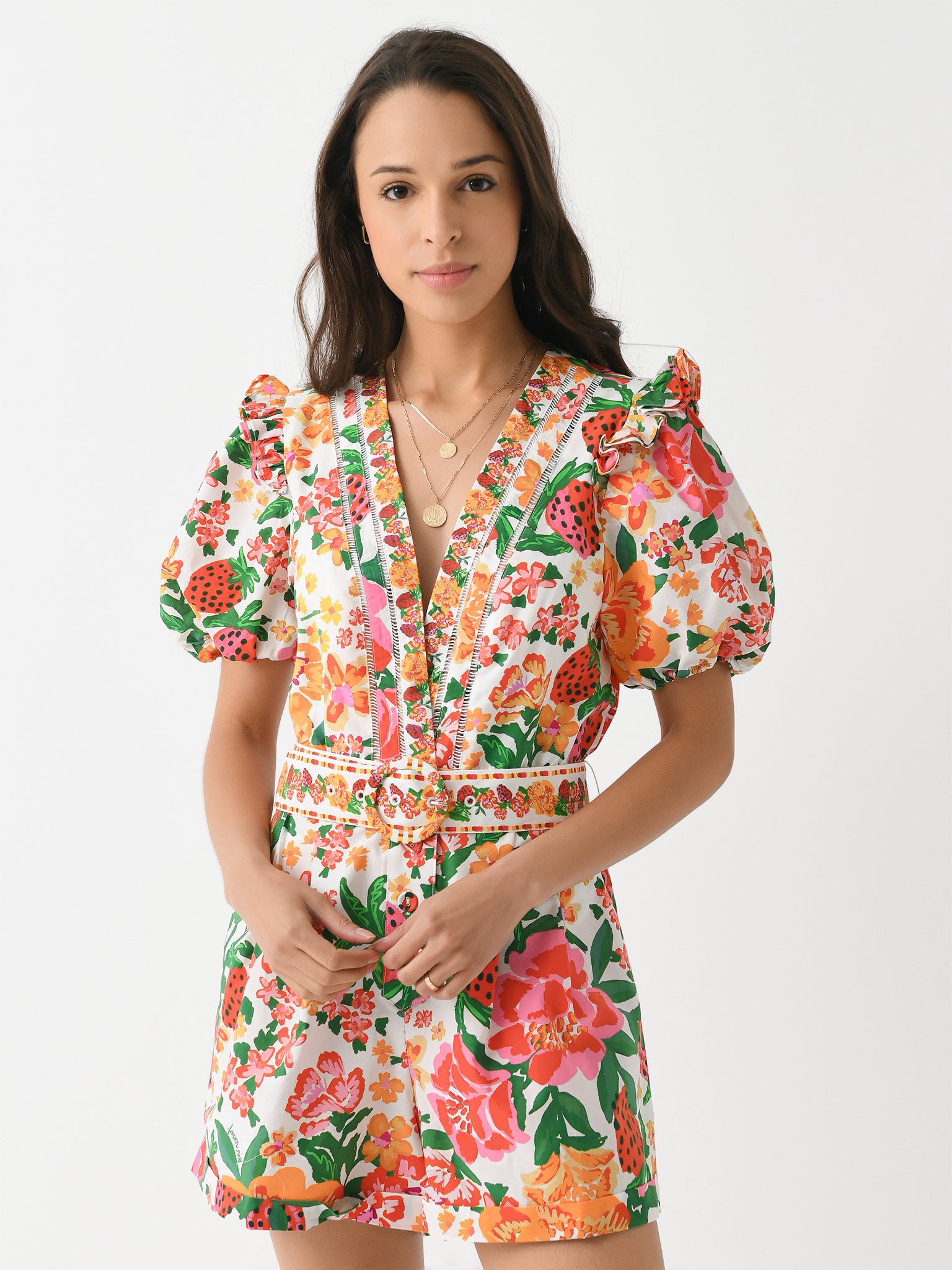 Farm Rio Women's Flowerful Sketch Romper | $200.00 | Saint Bernard