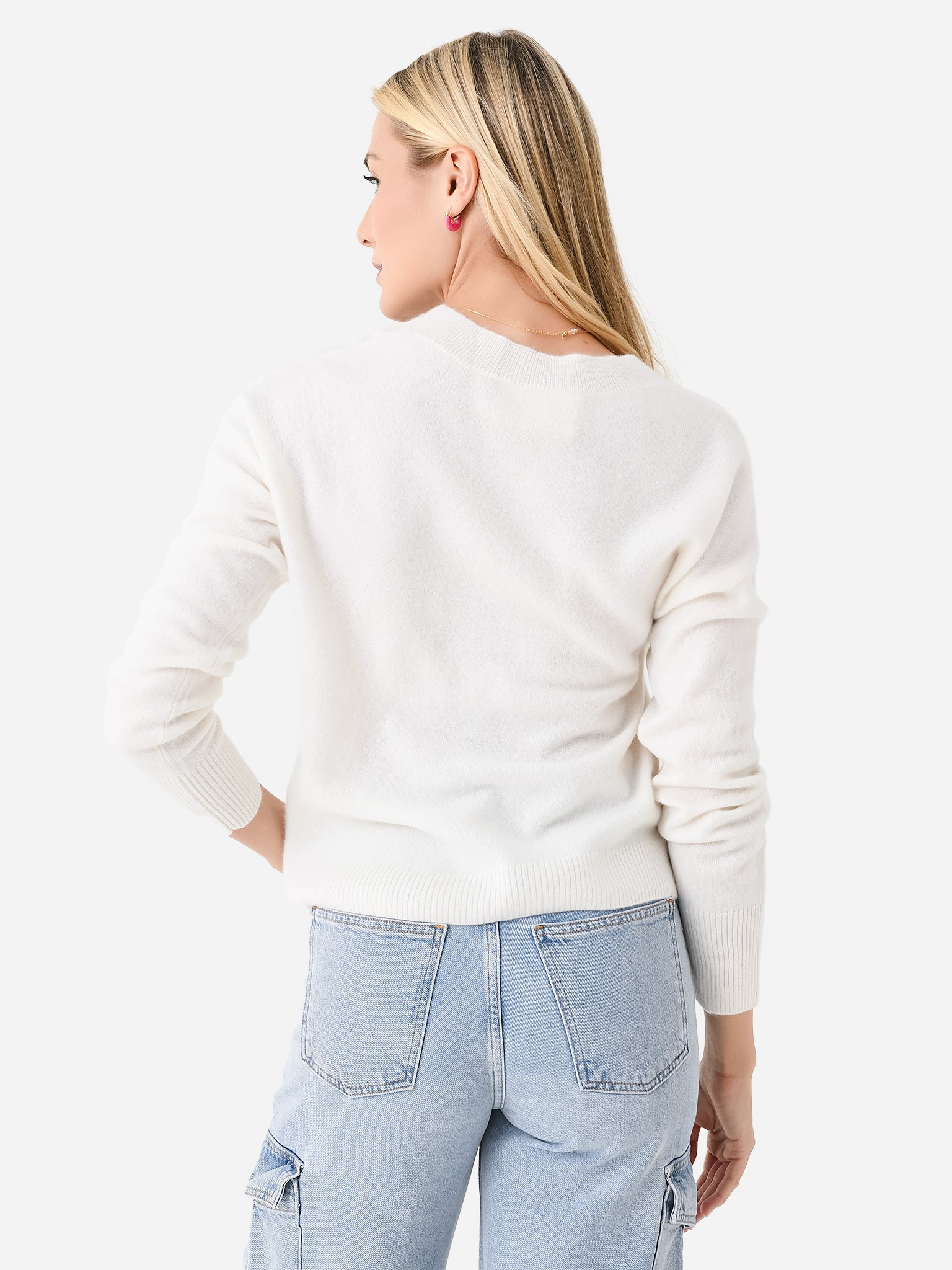 White cashmere v neck sweater outlet women's