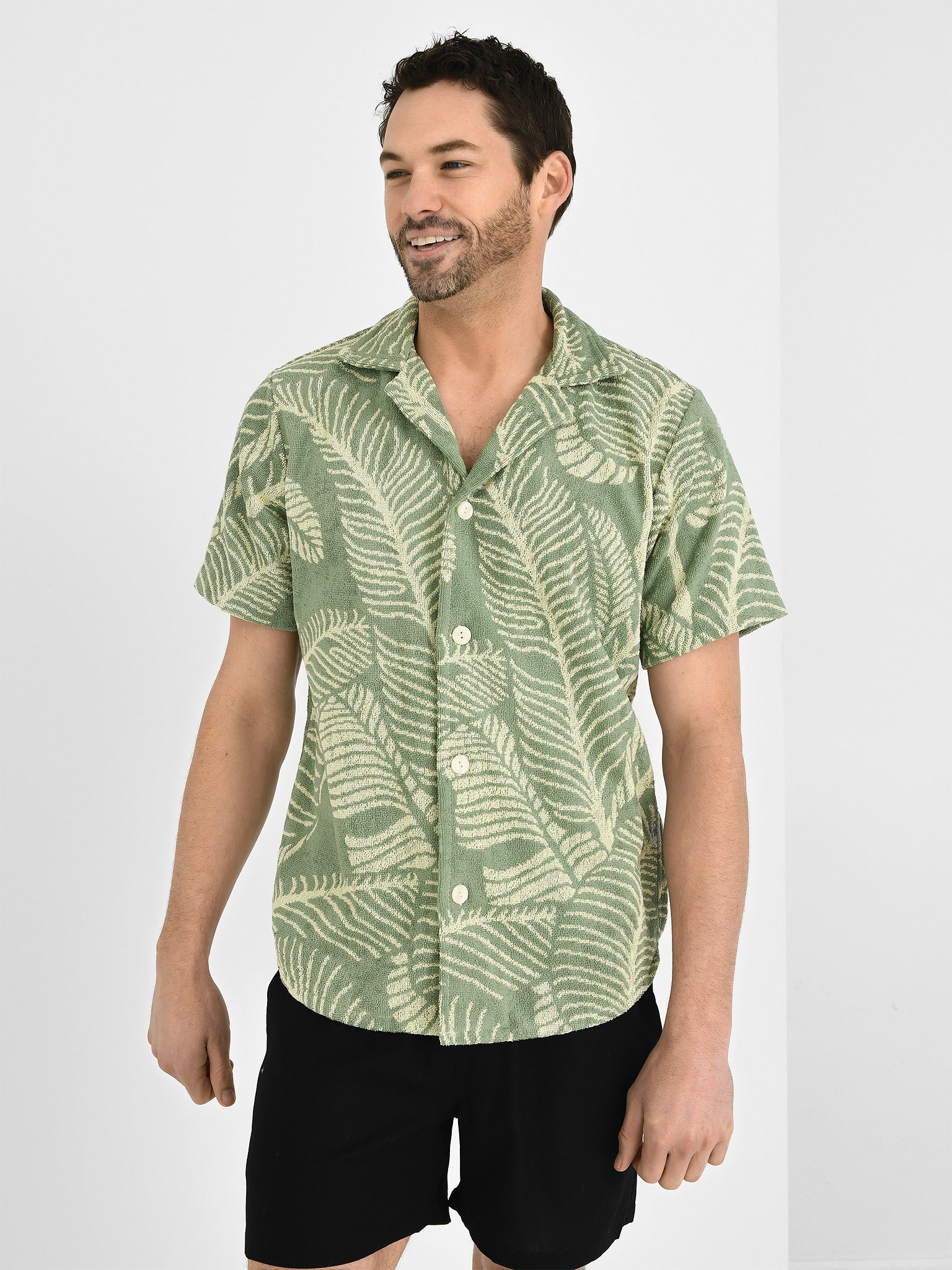 OAS Men's Banana Leaf Cuba Terry Shirt