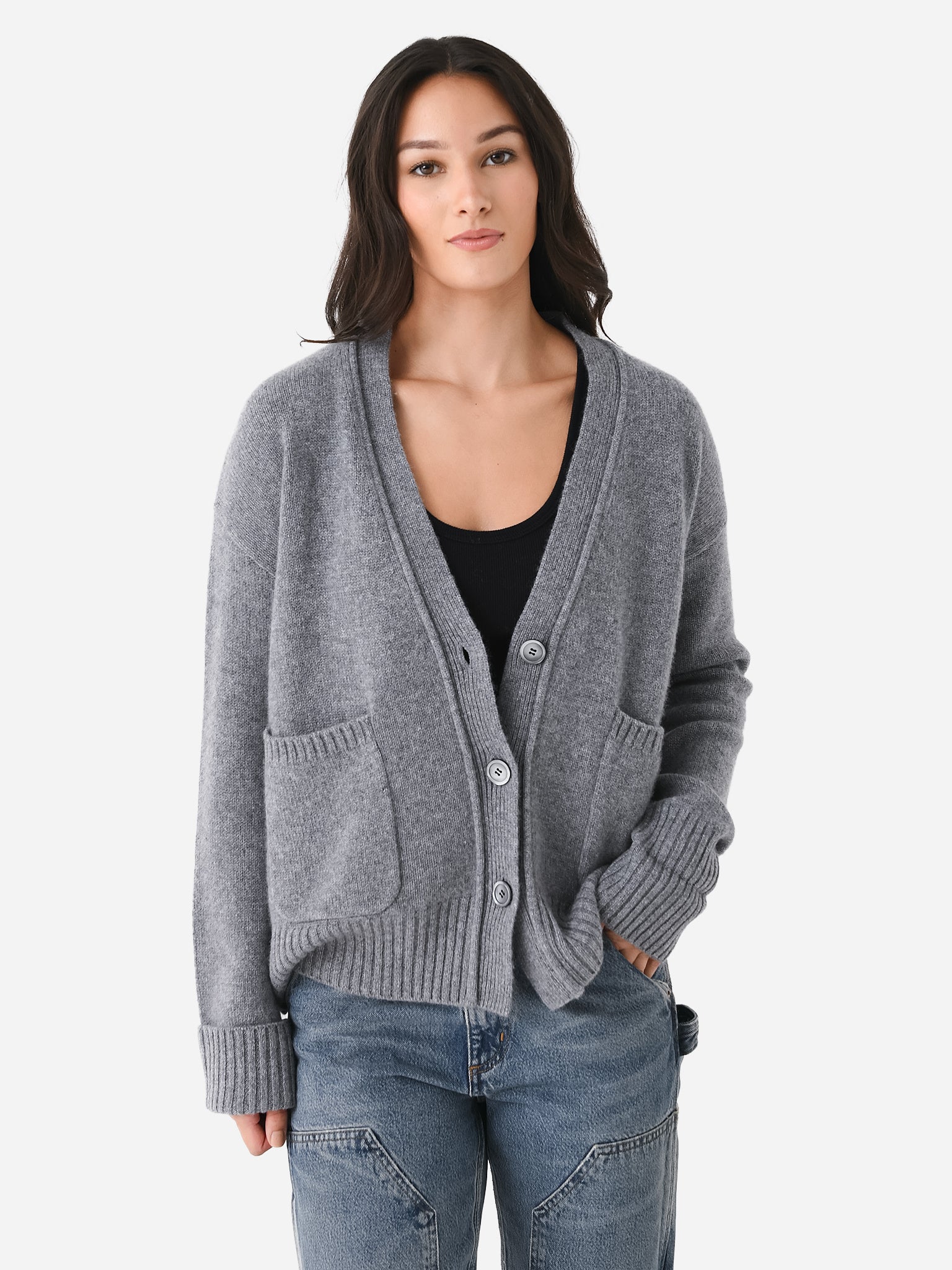 CO Crop Patch Pocket Cardigan in Ivory