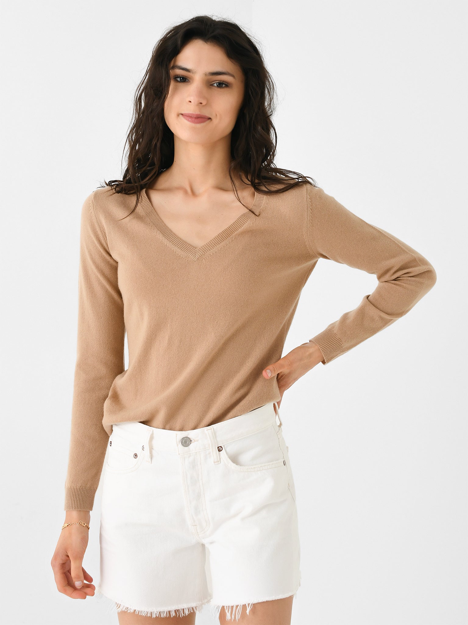 Women's fitted outlet v neck sweater