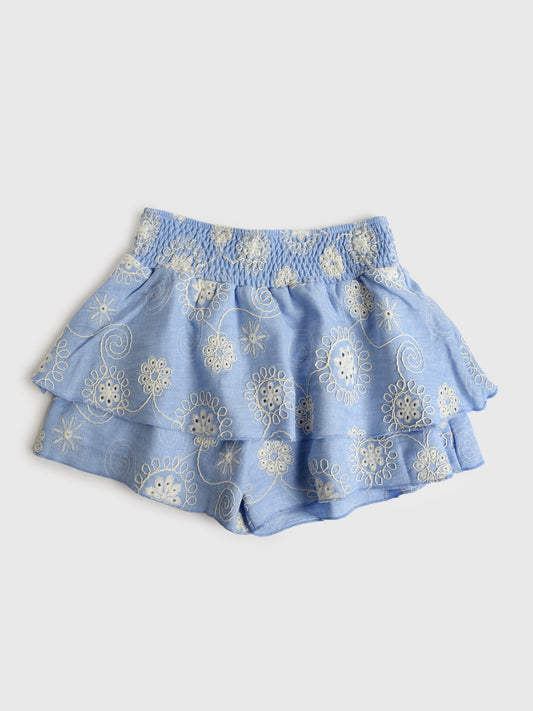 Hannah Banana Girls' Floral Embroidered Ruffle Skort